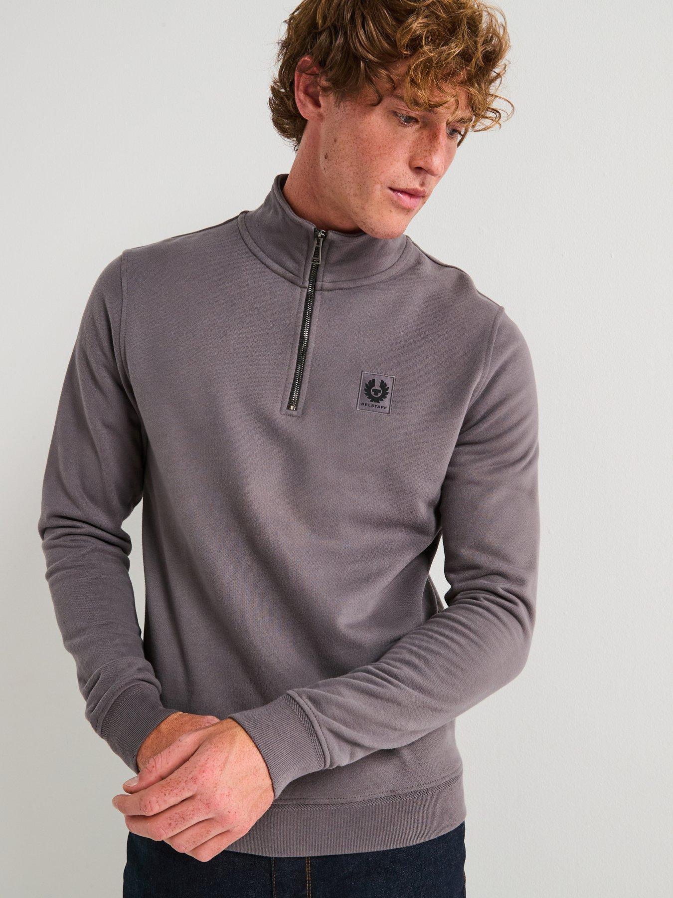 undefined Belstaff Left Chest Patch Logo Regular Fit 1/4 Zip Sweat - Dark Grey