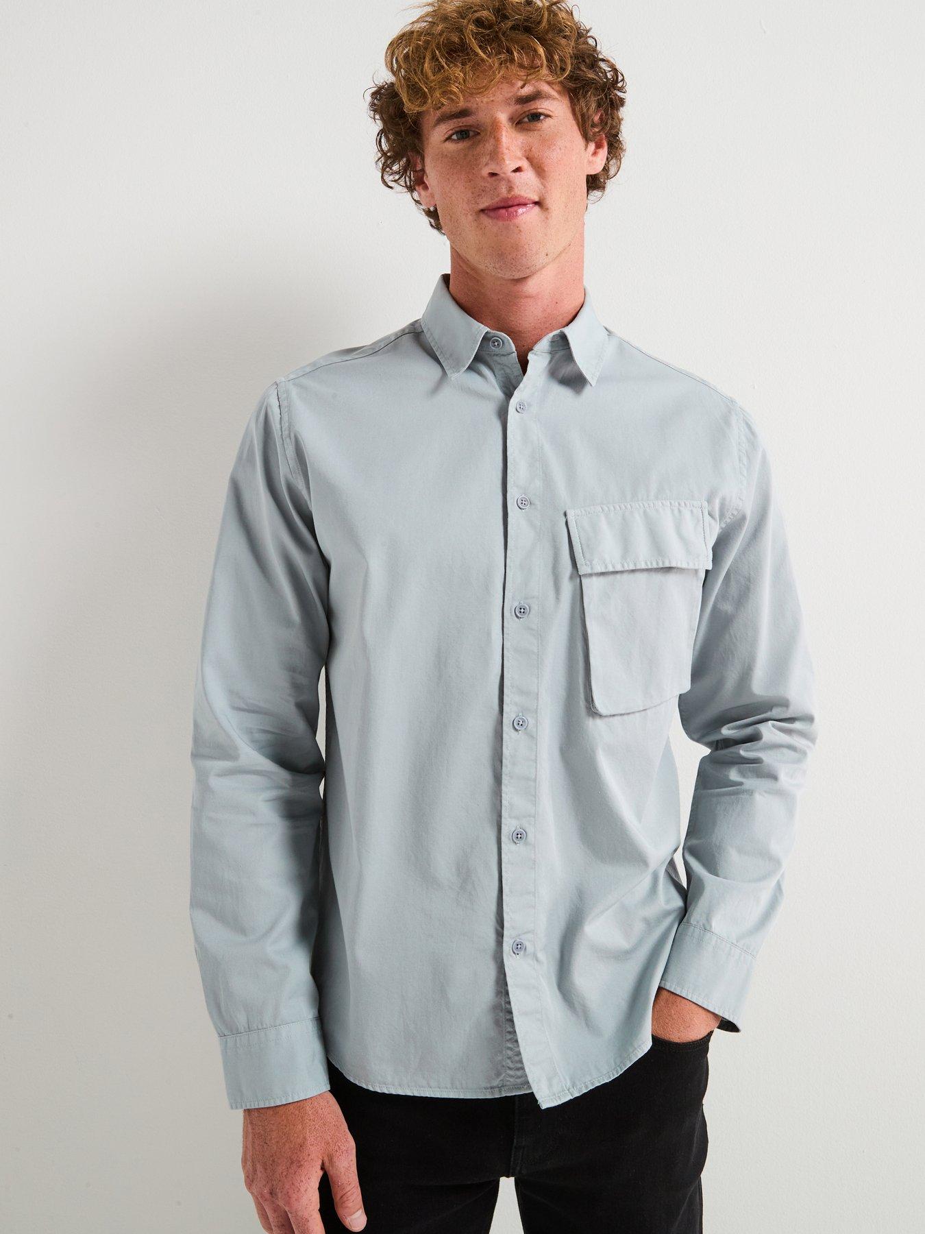 undefined Belstaff Scale Logo Patch Sleeve Garment Dyed Cotton Shirt - Light Blue