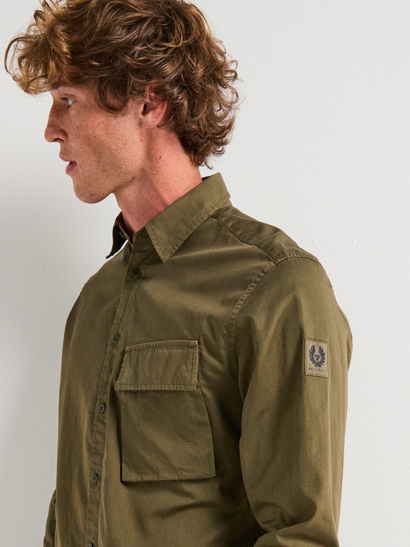 undefined Scale Logo Patch Sleeve Garment Dyed Cotton Shirt - Green