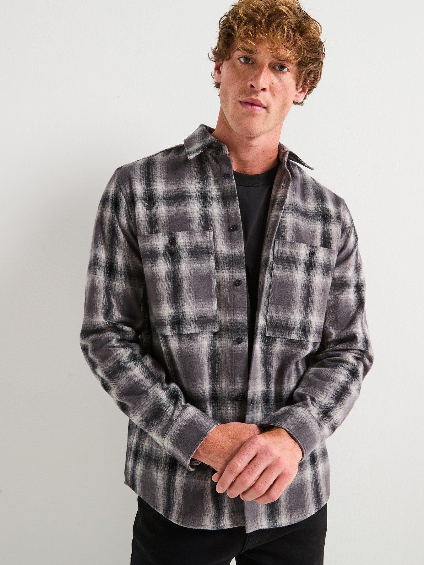 undefined Belstaff Outpost Flannel Check Overshirt - Grey