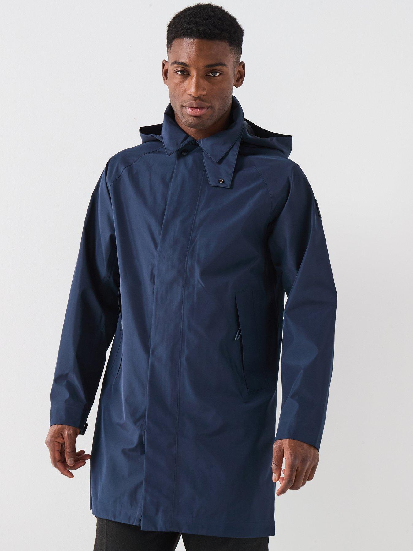 undefined Force Longline Hooded Nylon Trench Coat - Navy
