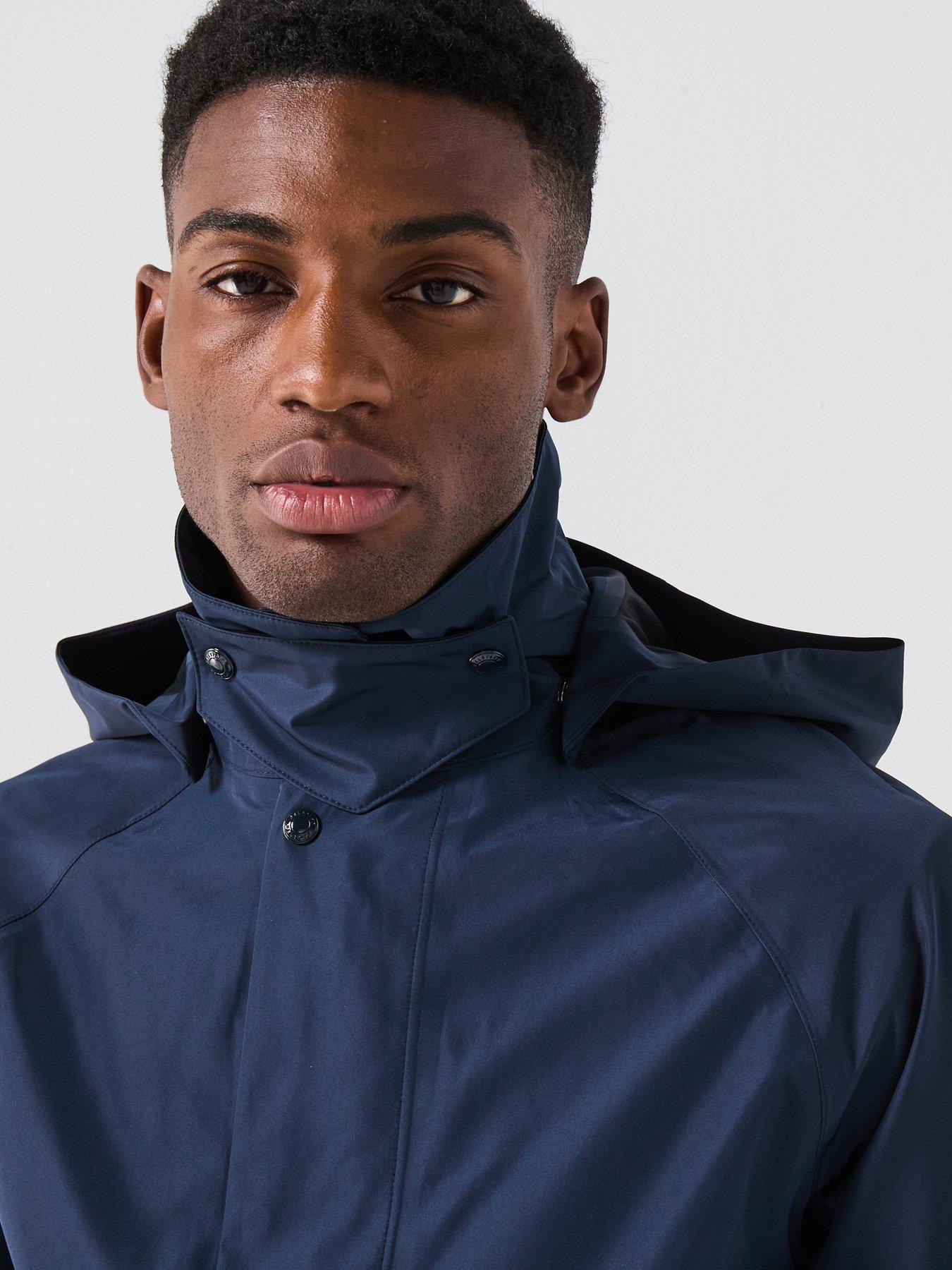 Belstaff Force Longline Hooded Nylon Trench Coat - Navy | Very