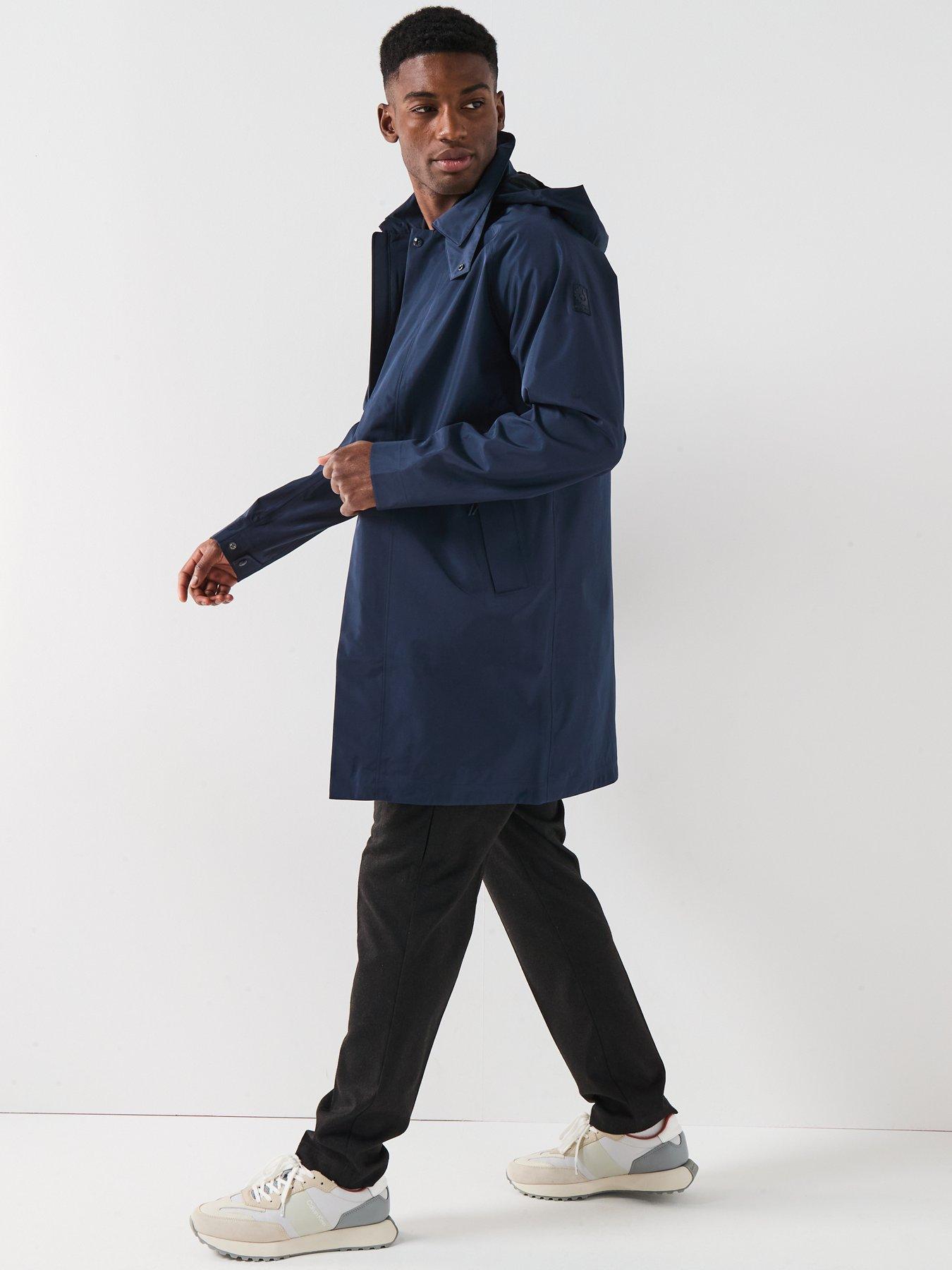 Rain Jacket Mens Overcoat With Removable Liner Navy Blue Trench