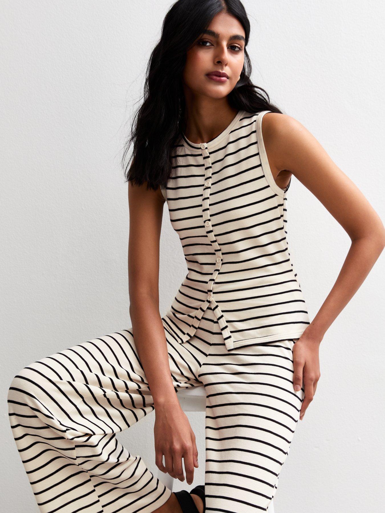 undefined Off White Striped Tank Top