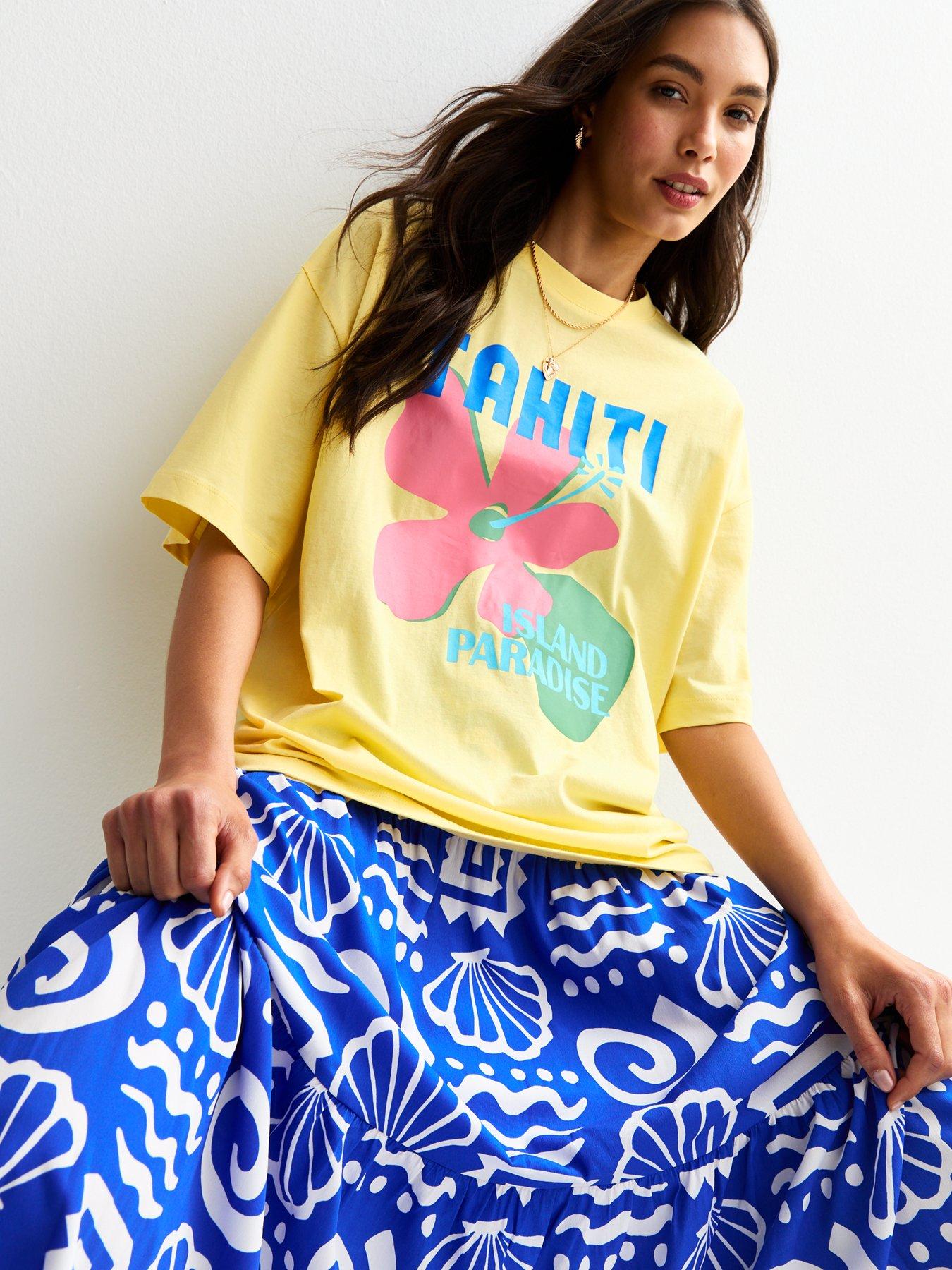 undefined Light Yellow Tahiti Flower Print T-shirt