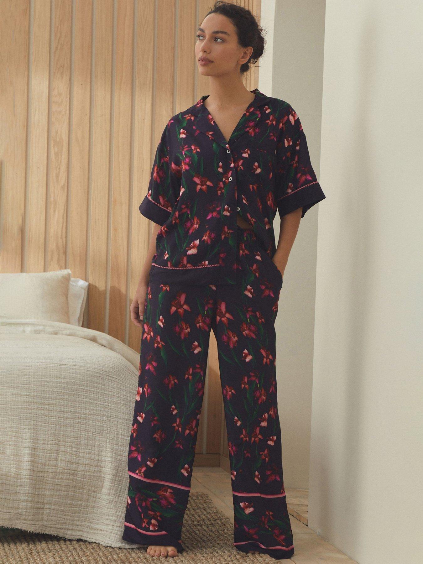 B By Ted Baker Floral Satin Pyjama Set Navy Very