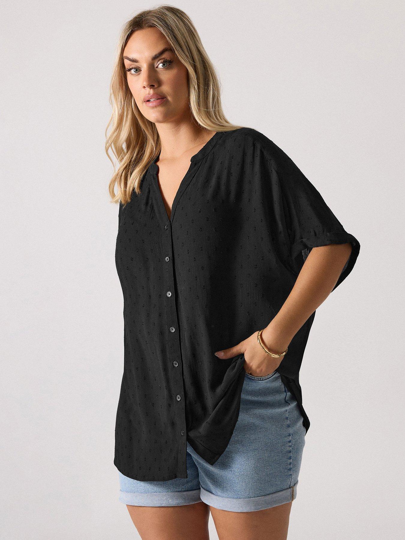 undefined Curve Swiss Dot Crinkle Notchneck