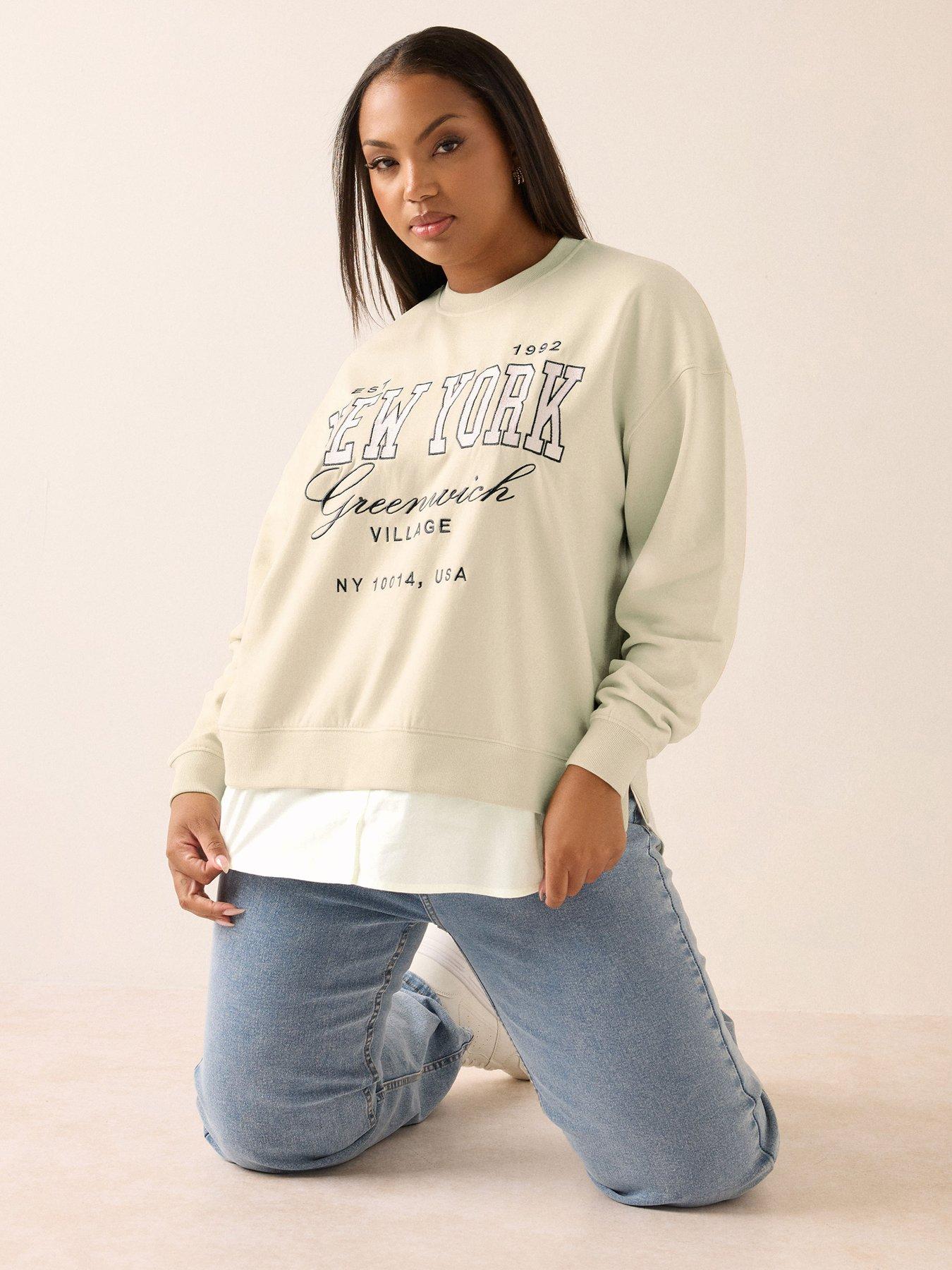 Image 1 of 5 of Yours Curve New York Sweatshirt - Brown
