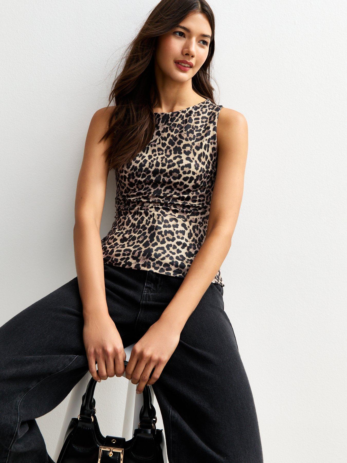 undefined Brown Animal Print Slinky Jersey Vest