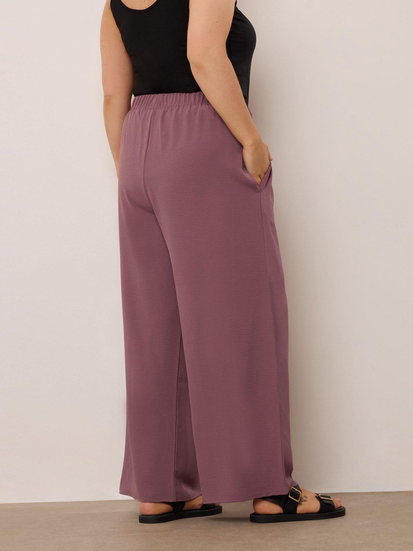 Image 2 of 4 of Yours Curve Washed Twill Wide Leg Trouser - Purple