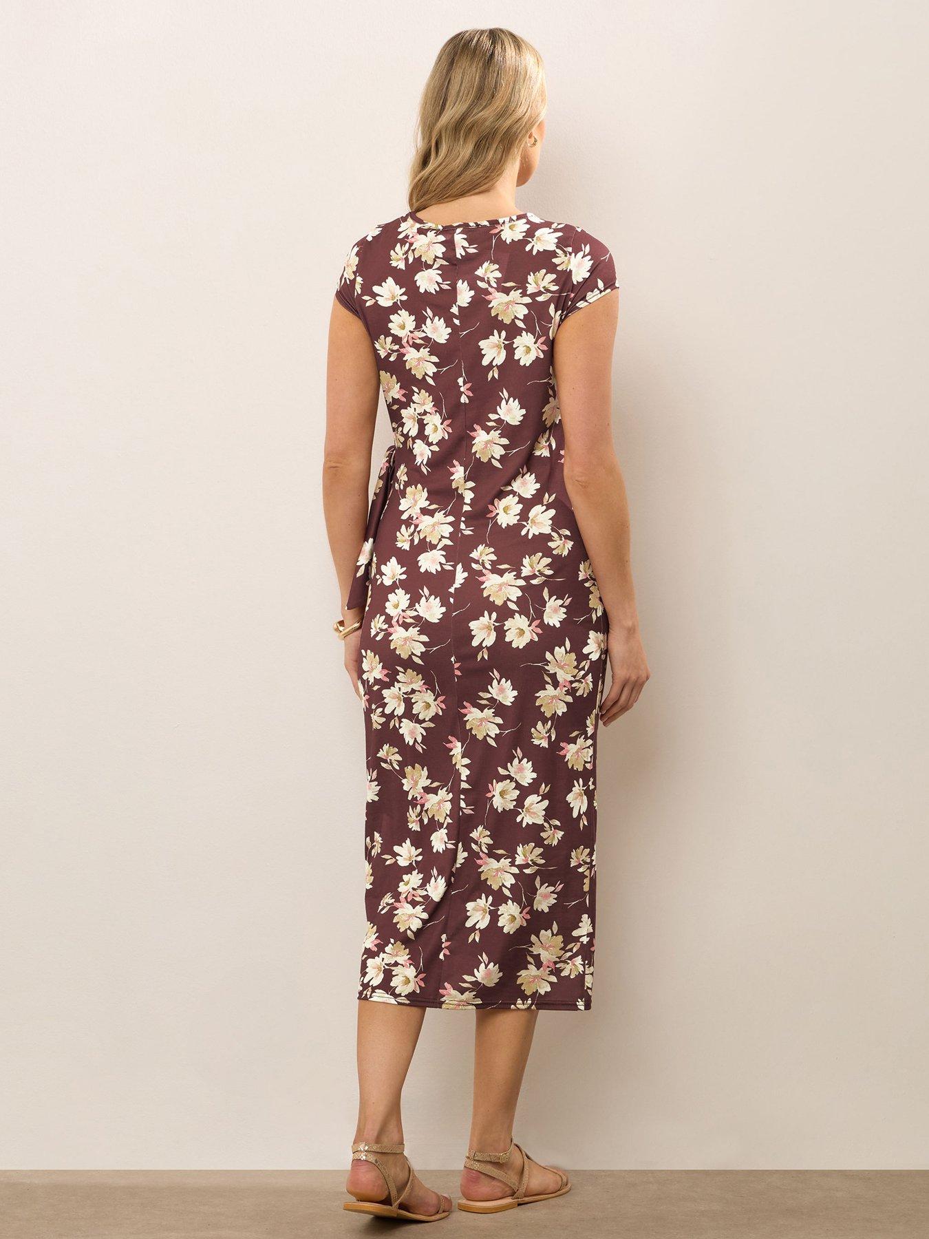 Long Tall Sally Floral Ruched Tie Midi Dress Very