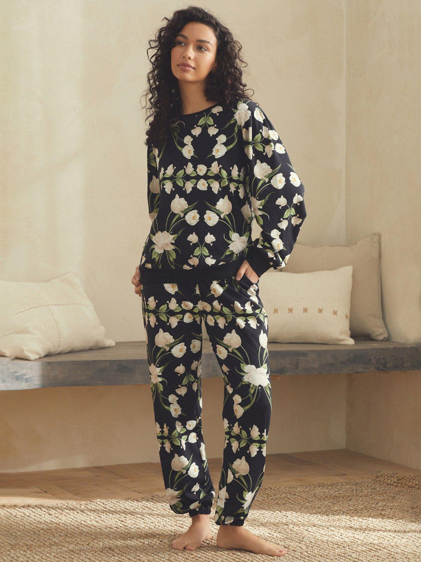 undefined Long Sleeve Cotton Pyjama Set - Black