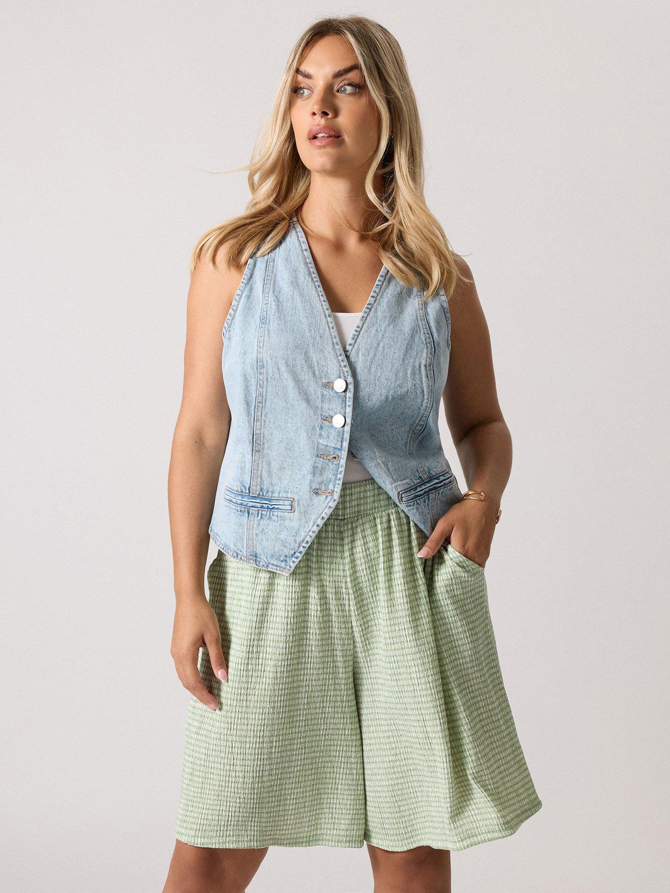 undefined Curve Gingham Shorts - Green