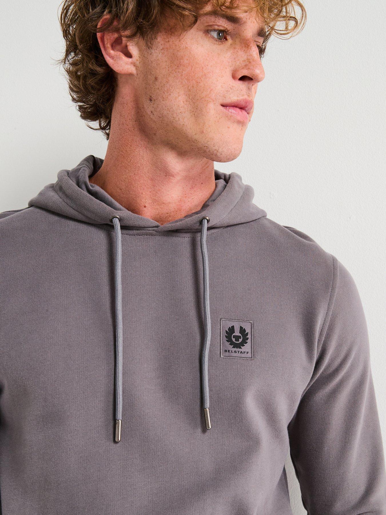 Belstaff Left Chest Patch Logo Overhead Hoodie - Dark Grey