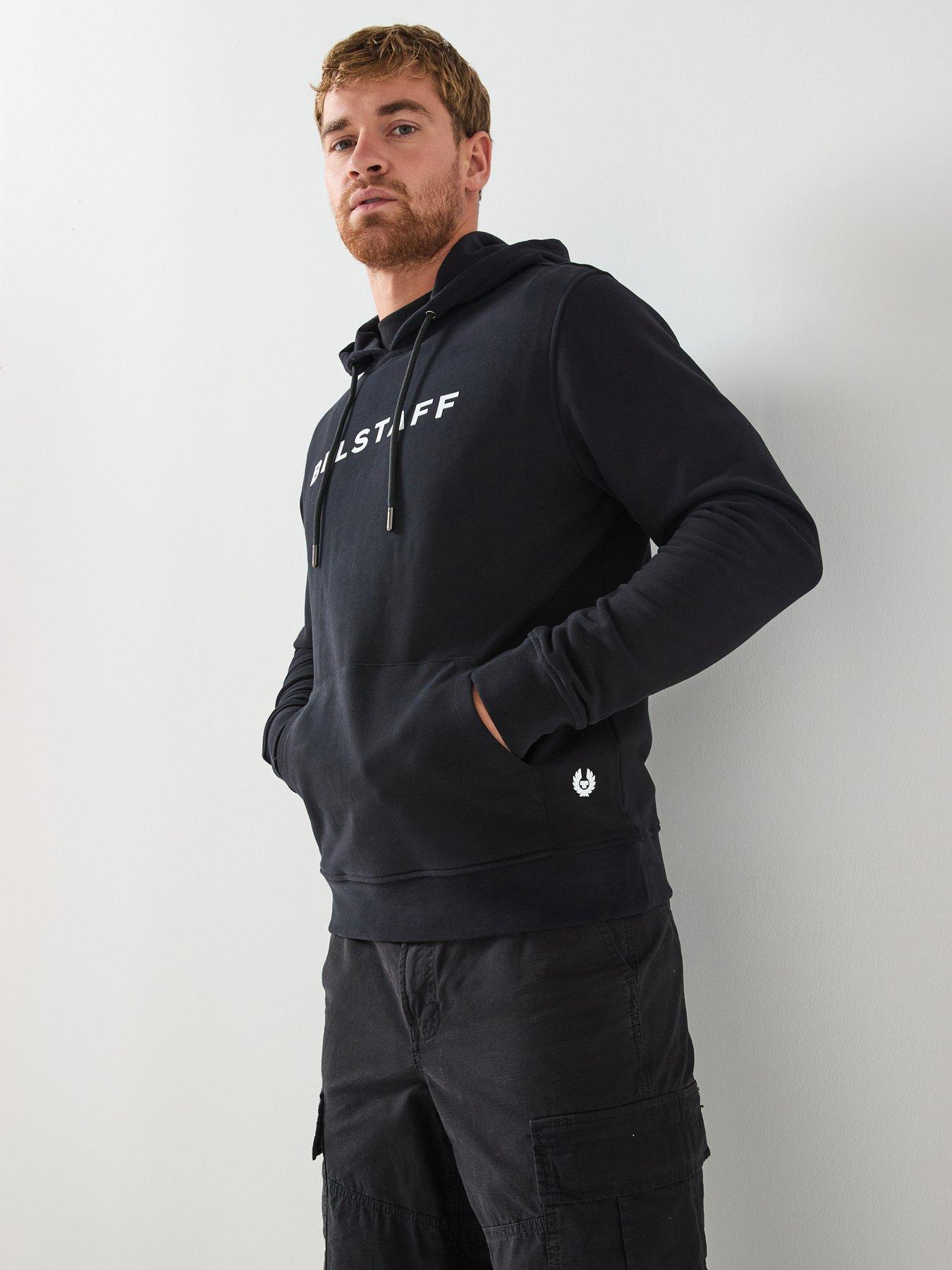 Belstaff Linear Logo Overhead Hoodie - Black