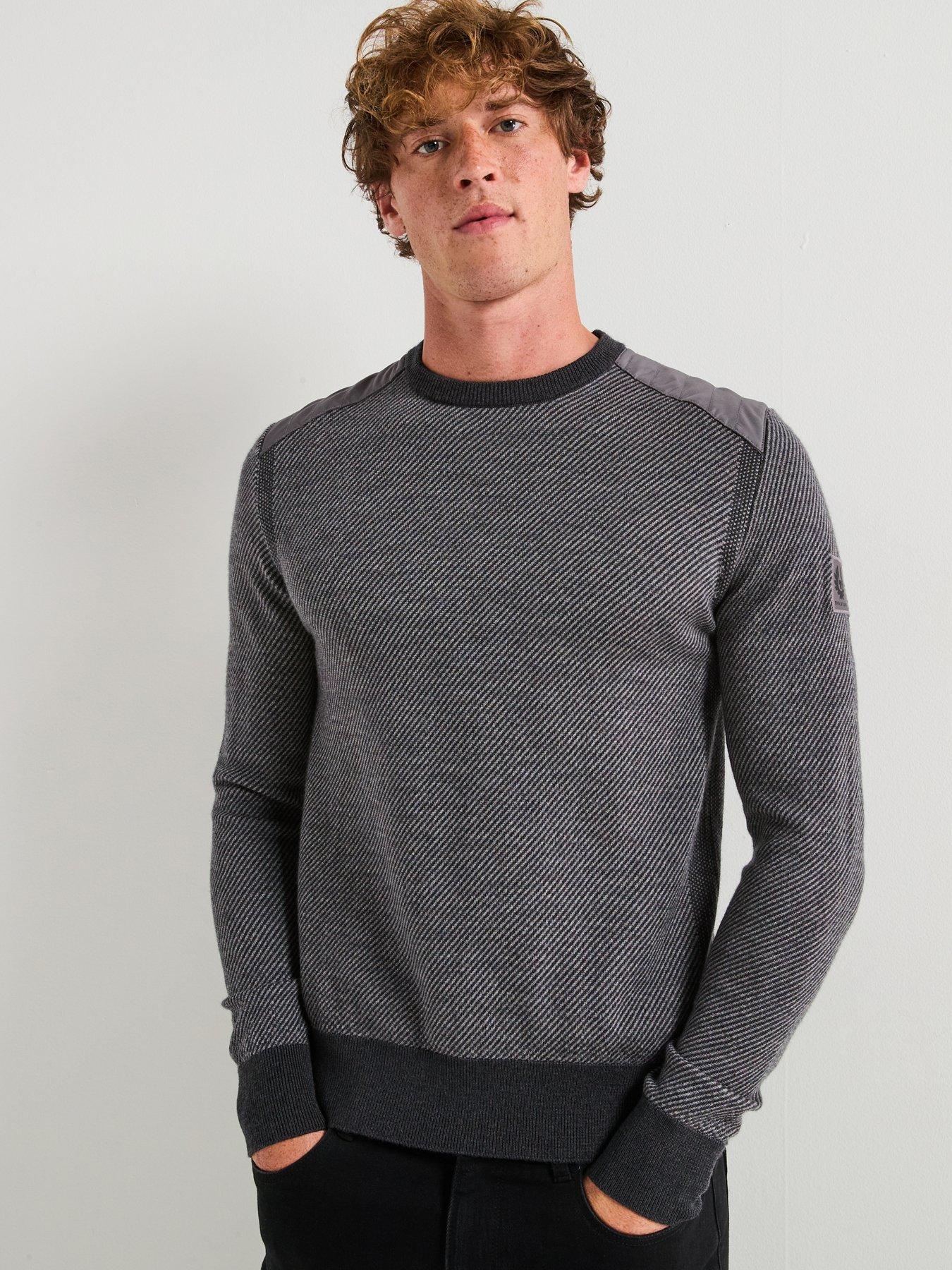 Belstaff Kerrigan Nylon Shoulder Merino Wool Knitted Jumper - Dark Grey