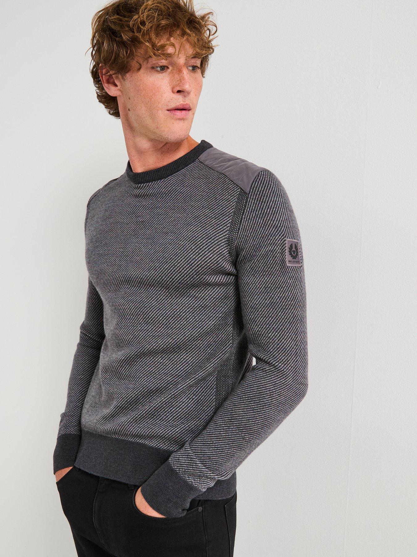 Belstaff Kerrigan Nylon Shoulder Merino Wool Knitted Jumper Dark
