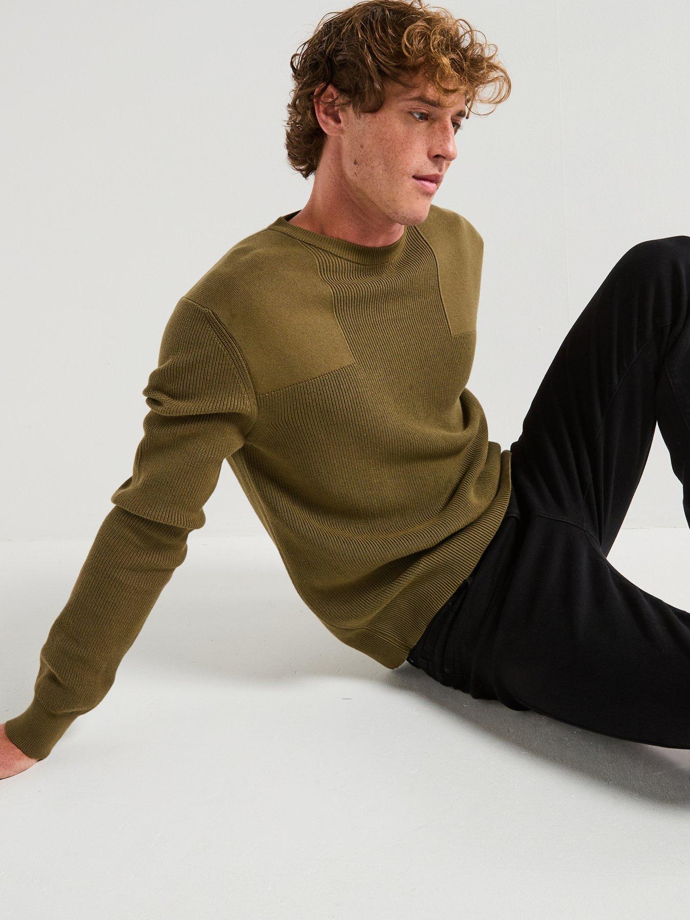 Belstaff Commander Knitted Cotton Crew Neck Knitted Jumper Green