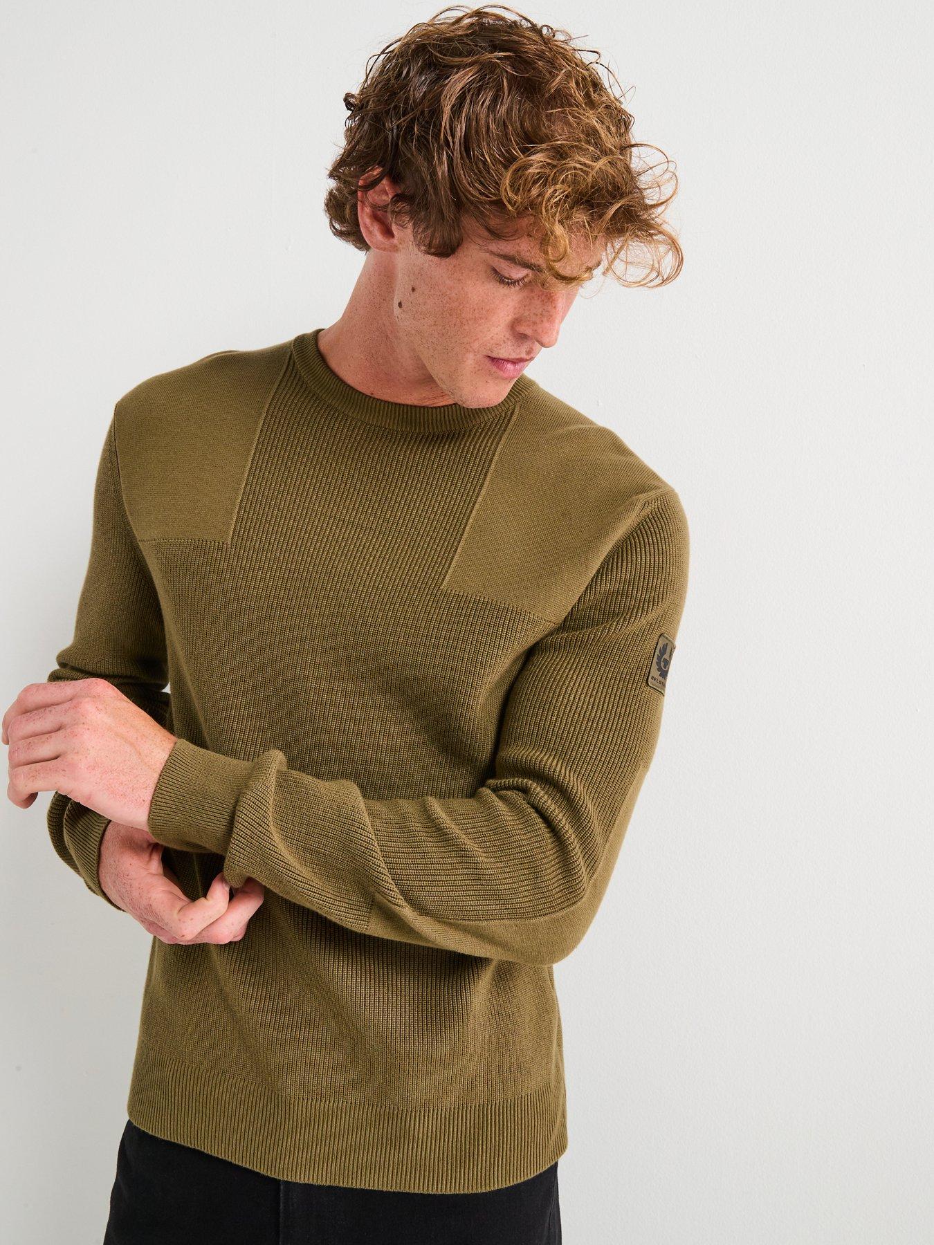 Belstaff Commander Knitted Cotton Crew Neck Knitted Jumper Green