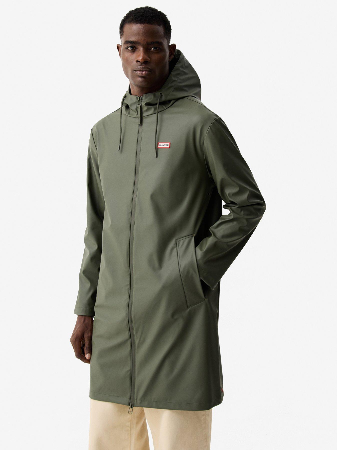 Hunter Mens Andrea Pu Longline Raincoat - Green