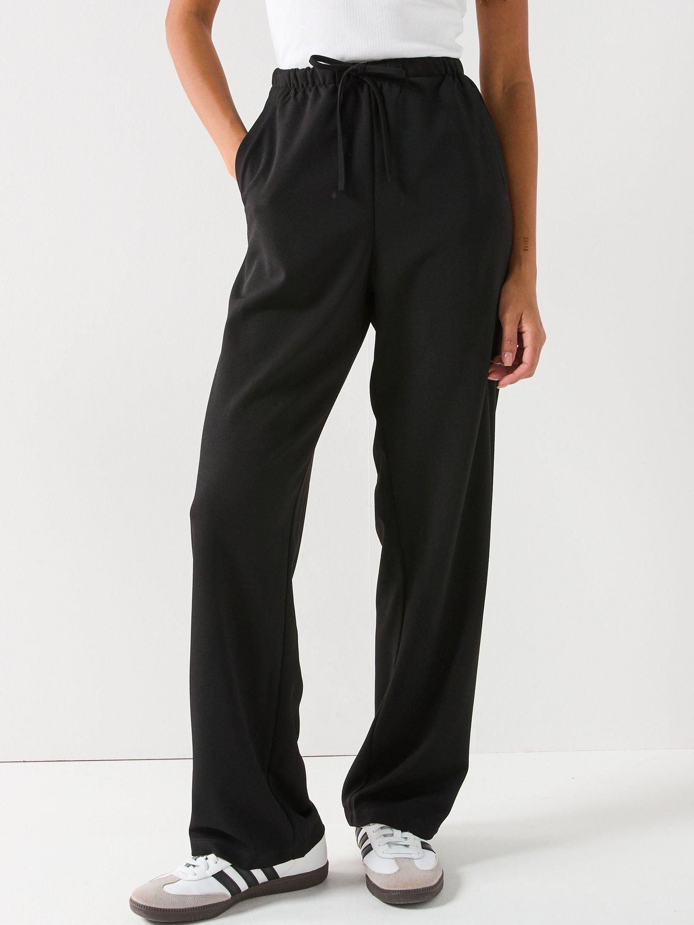 undefined Louisville Life String Tie Wide Leg Jersey Pant - Black