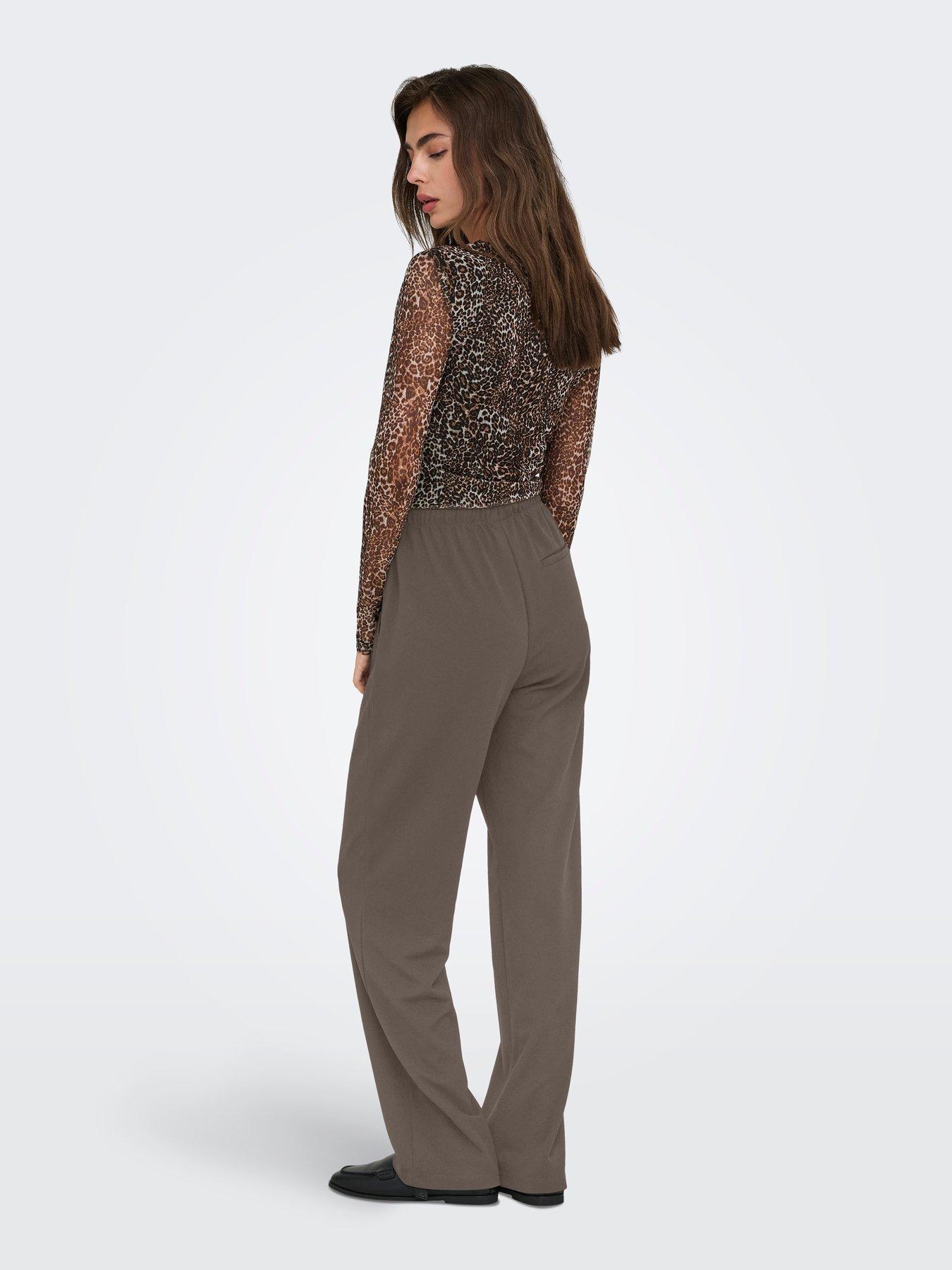 Image 2 of 3 of JDY Louisville Life String Tie Wide Leg Jersey Pant - Brown