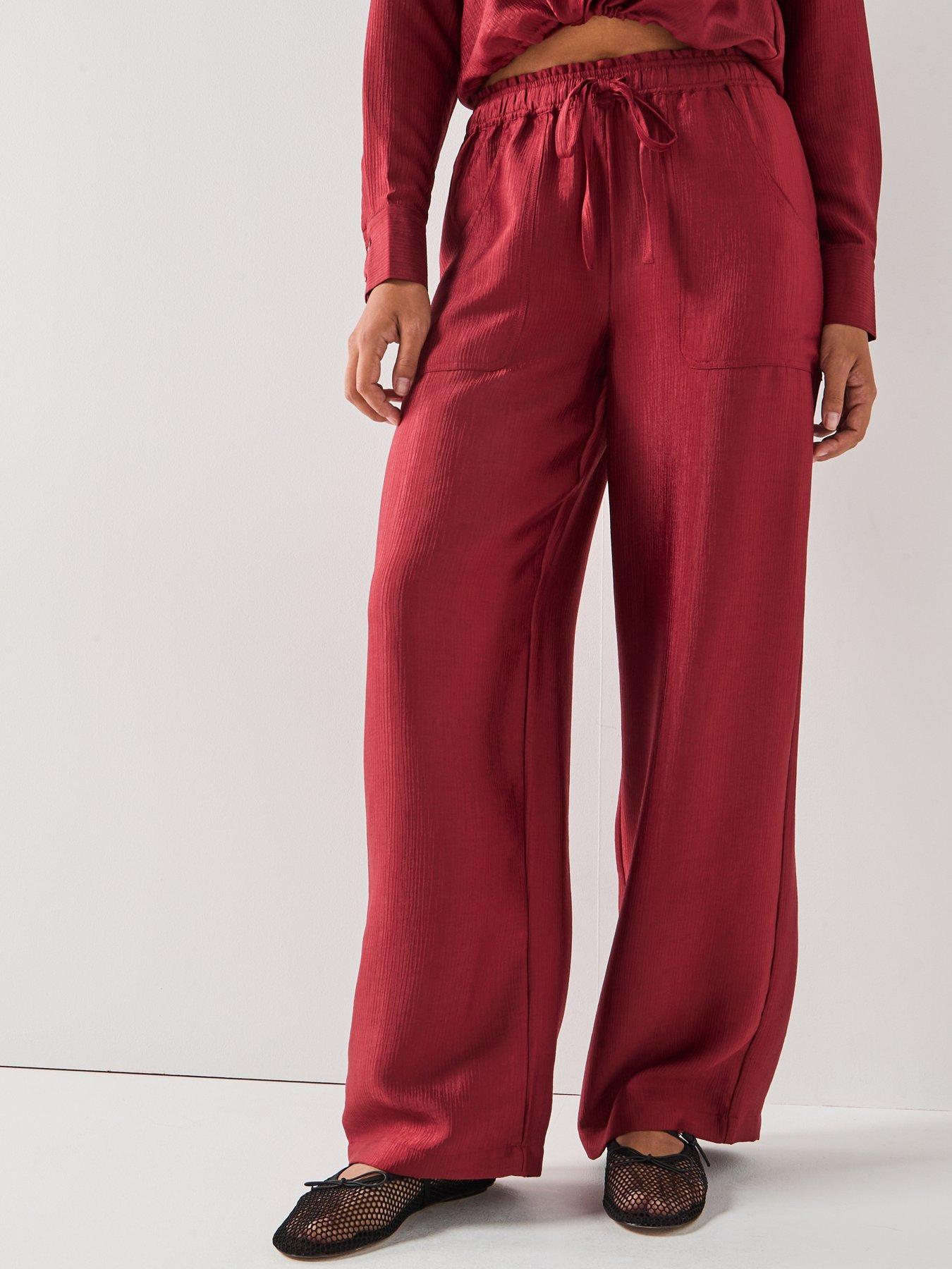 Vero Moda Toma High Waist Straight Trousers- Red