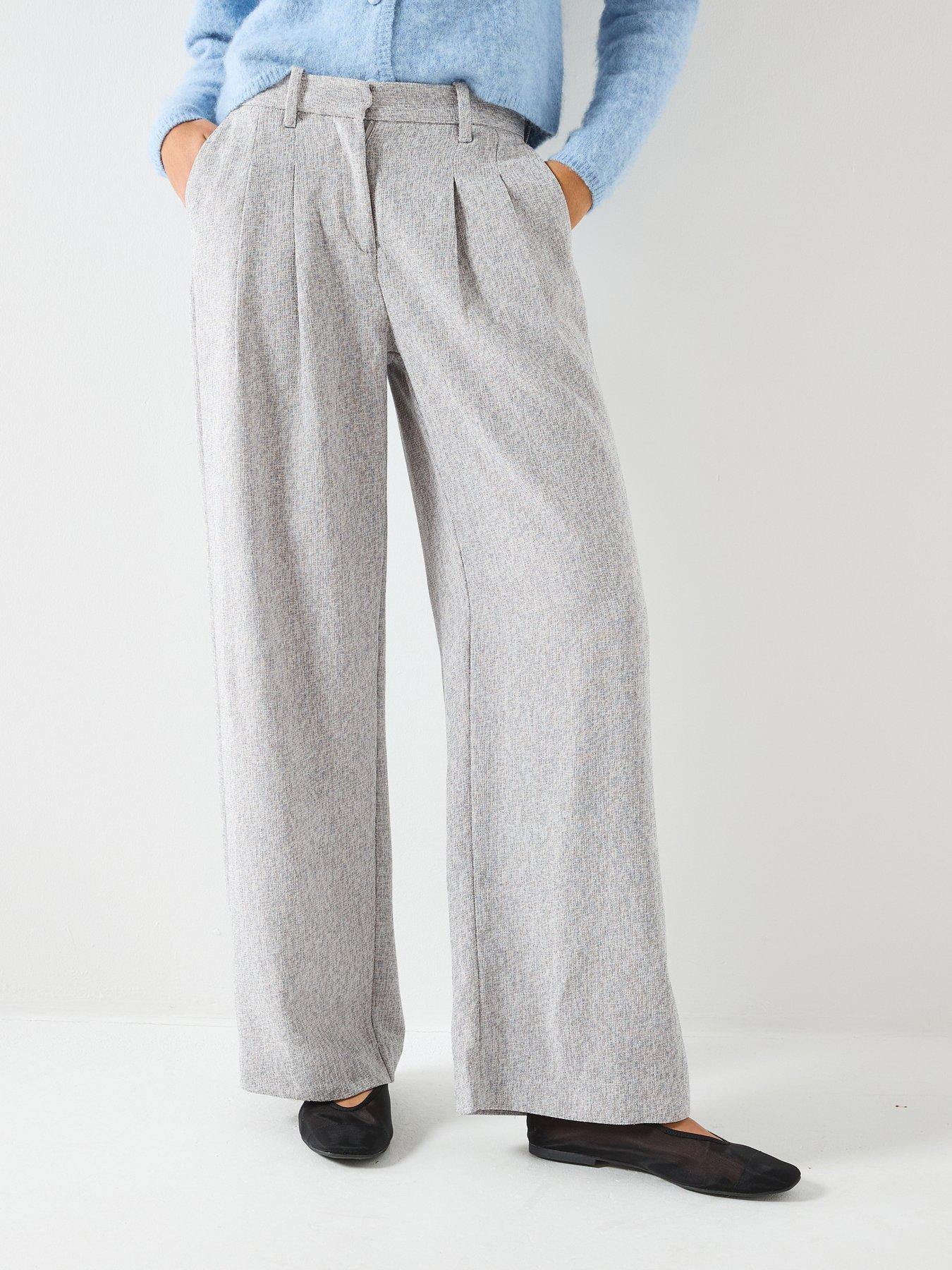 Vero Moda Wide Leg Tweed Pants - Grey