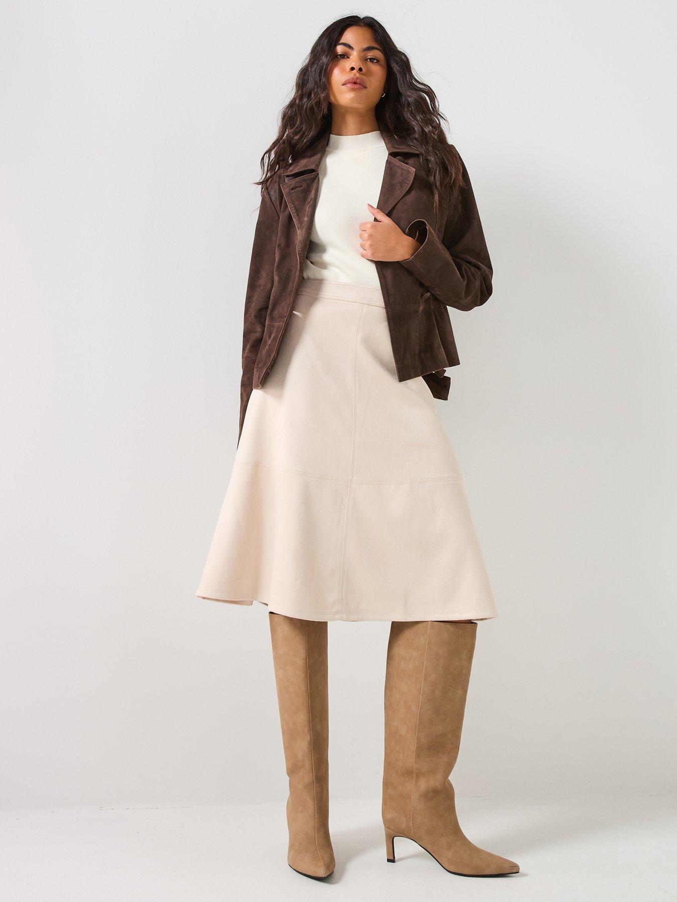 Vero Moda Bella High Waist High Waist Faux Suede Midi - Cream | Very