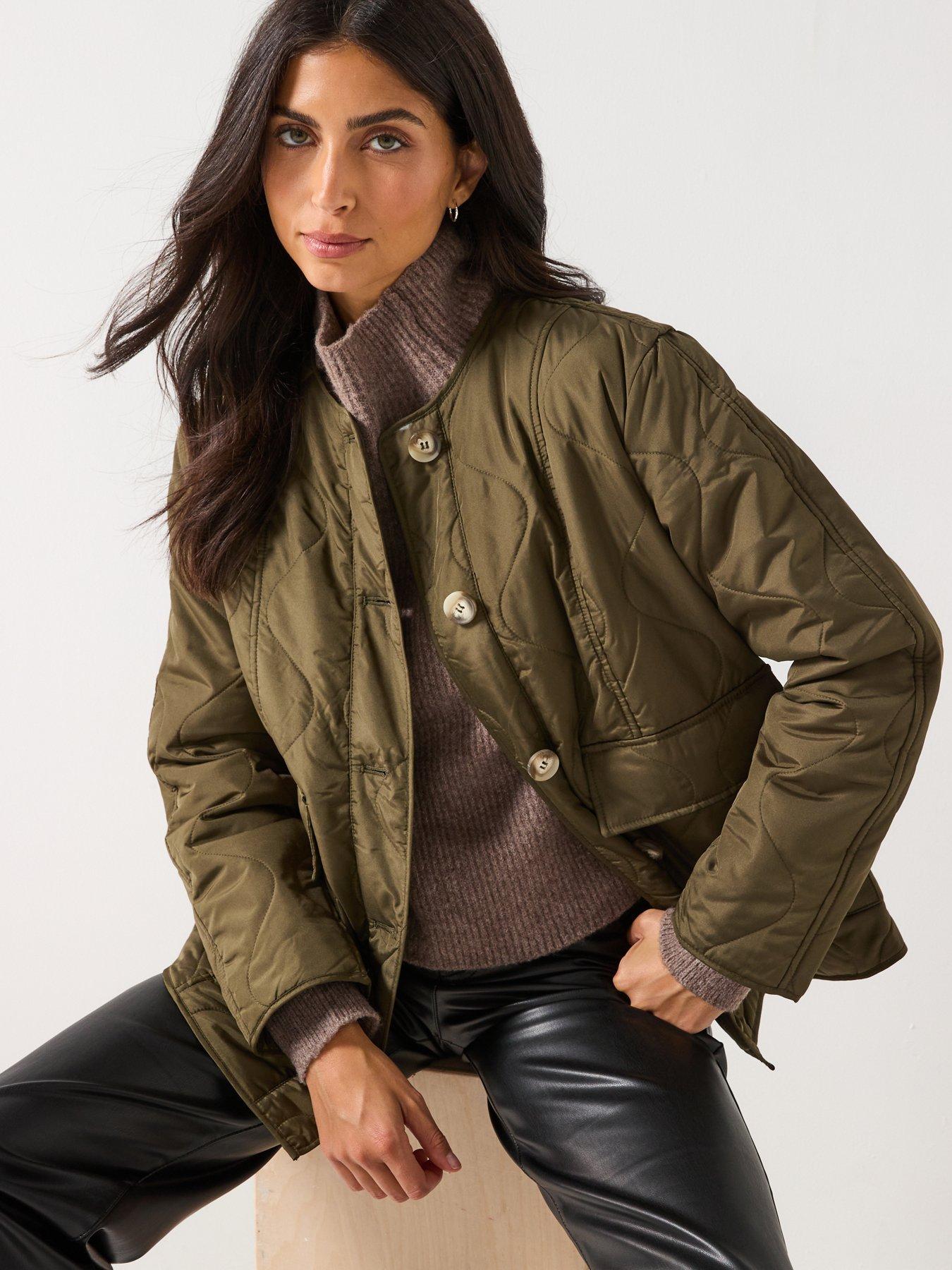 Vero Moda Millie Quilted Button Down Jacket Green Very