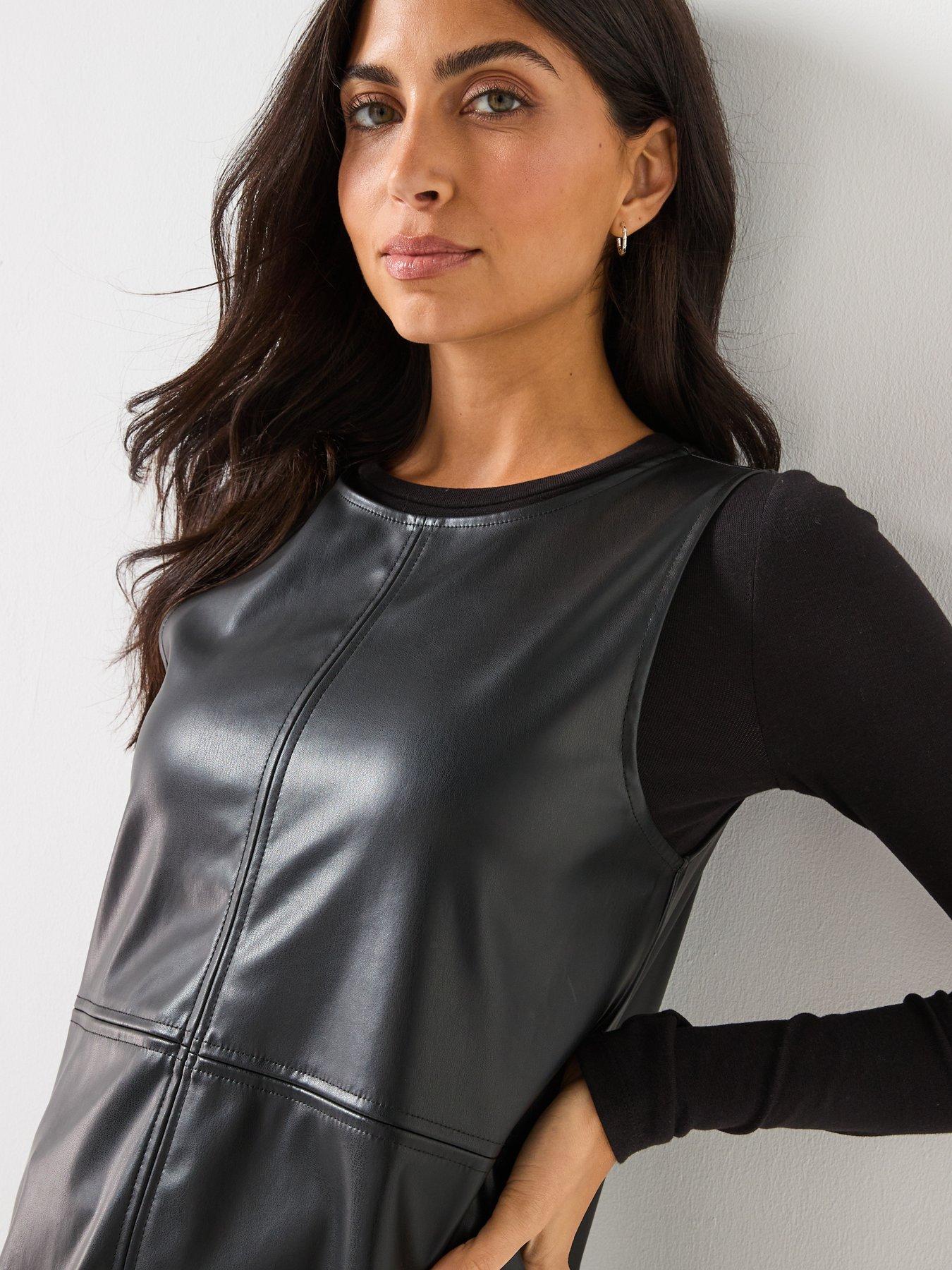 leather tiered dress Faux Leather Tiered Dress – Diva's Den Fashion, LLC main image 1
