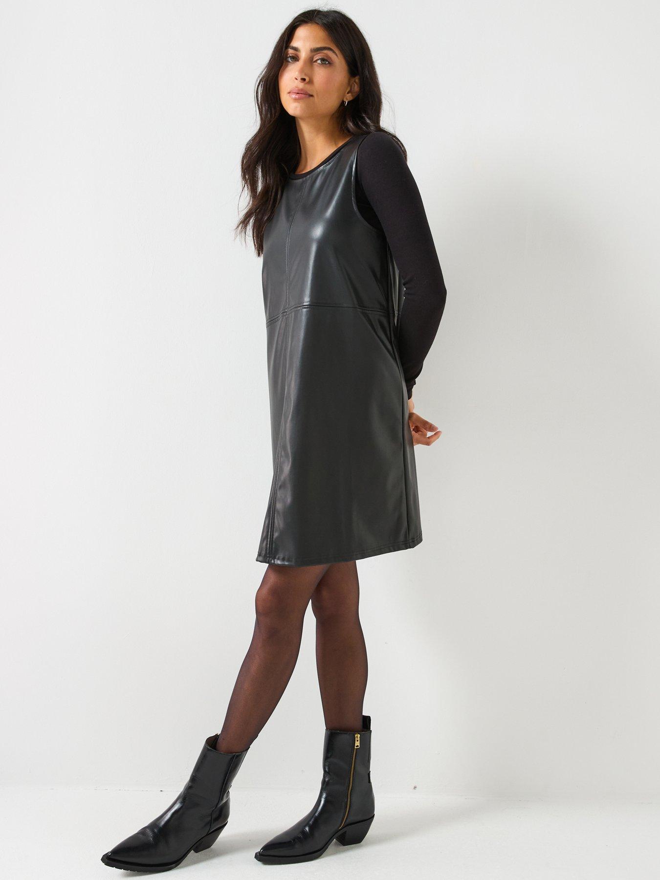 leather dress vero moda Vero Moda Leather Look Dress Black, $104 | Asos