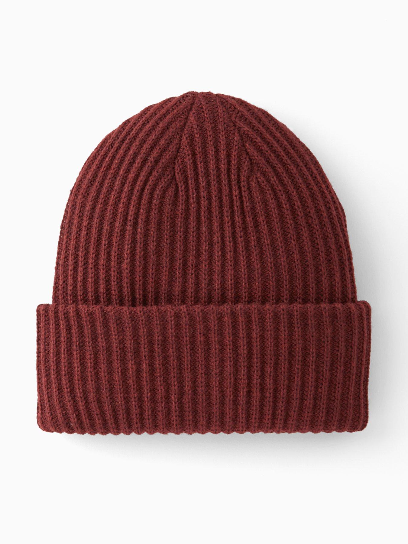 PIECES Hexo Knitted Beanie Hat - Dark Red