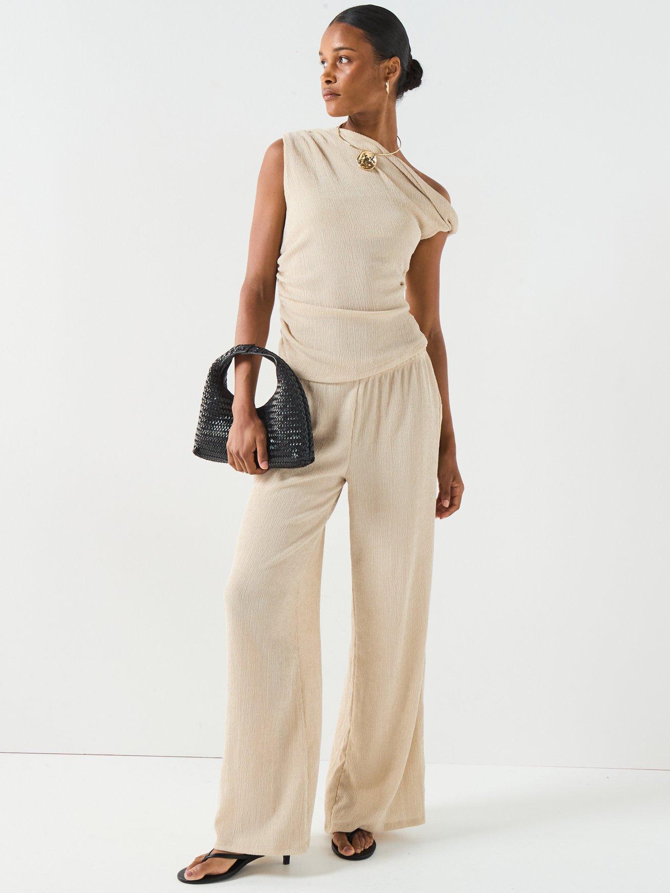 Vero Moda Luna Wide Leg Trousers - Cream | Very