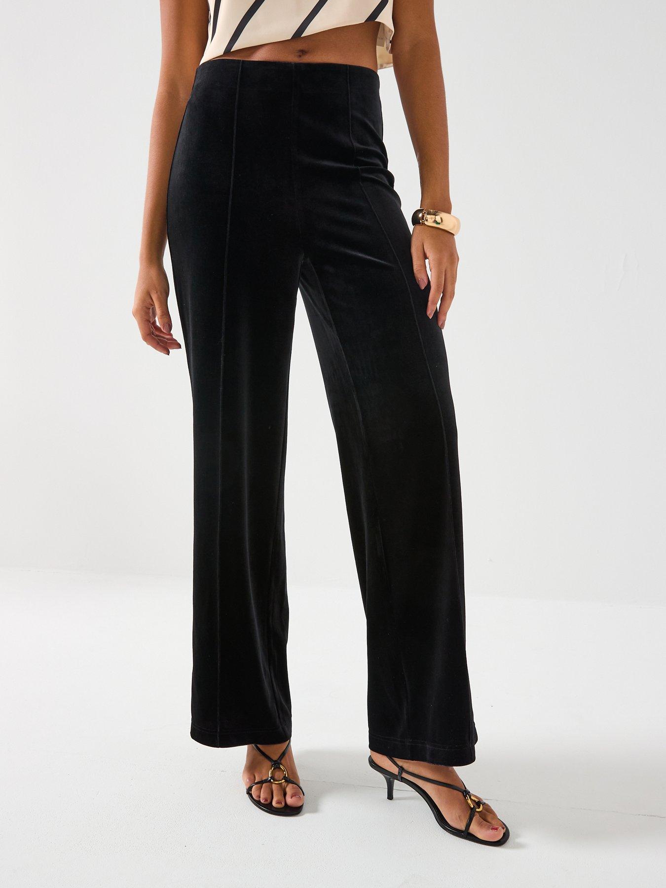 Vero Moda Wide Leg Velvet Pant - Black