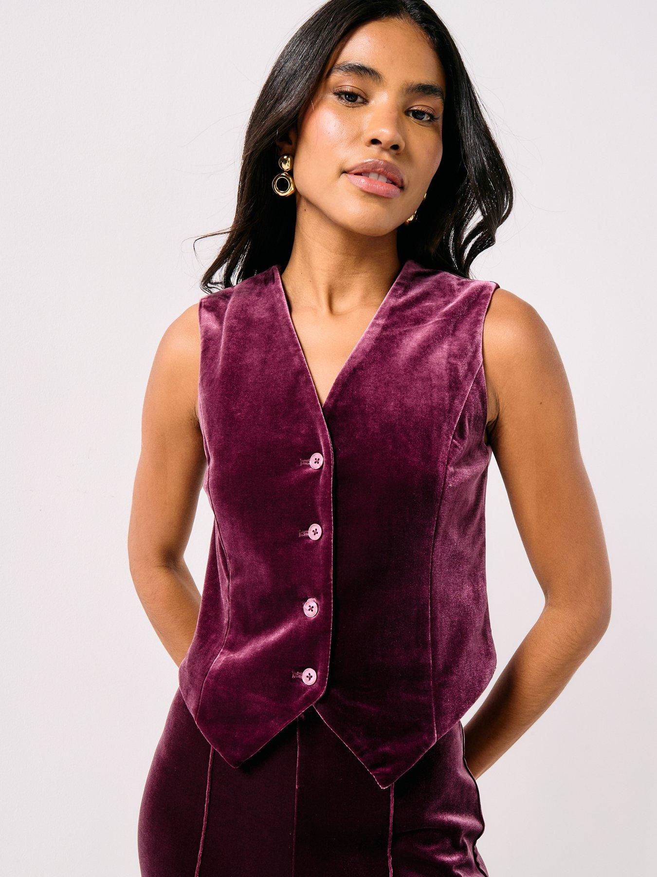 Vero Moda Shanna Velvet Waistcoat - Plum