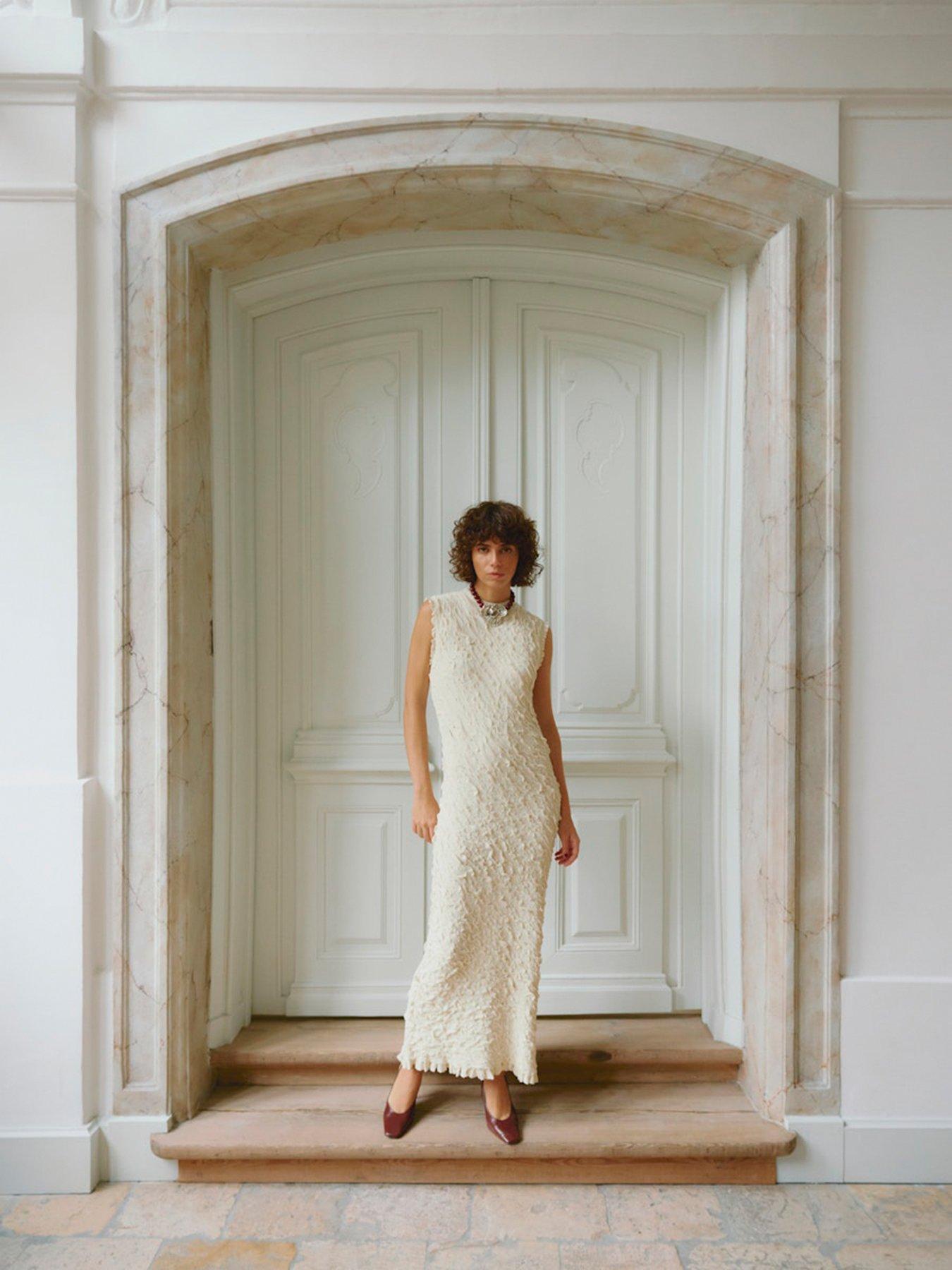 undefined Stormi Short Sleeve O-neck 7/8 Knit Dress - Cream