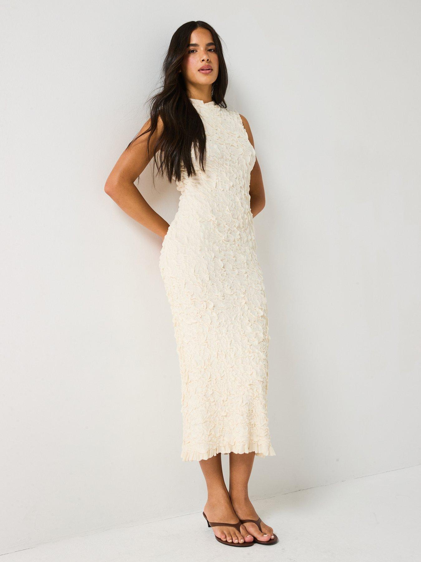 undefined Stormi Short Sleeve O-neck 7/8 Knit Dress - Cream