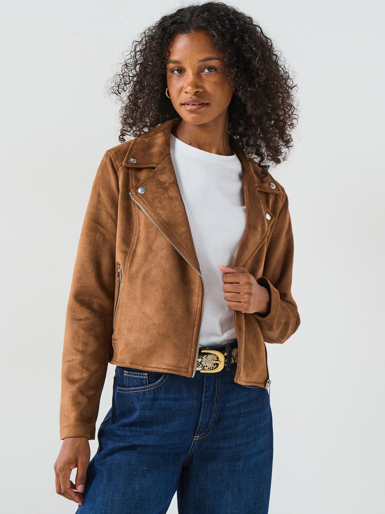 Vero Moda Jose Short Faux Suede Jacket - Brown