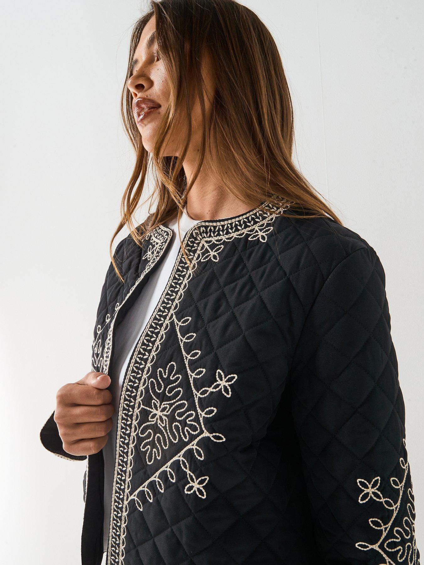 JDY Billie Long Sleeve Quilted Shacket - Black | Very