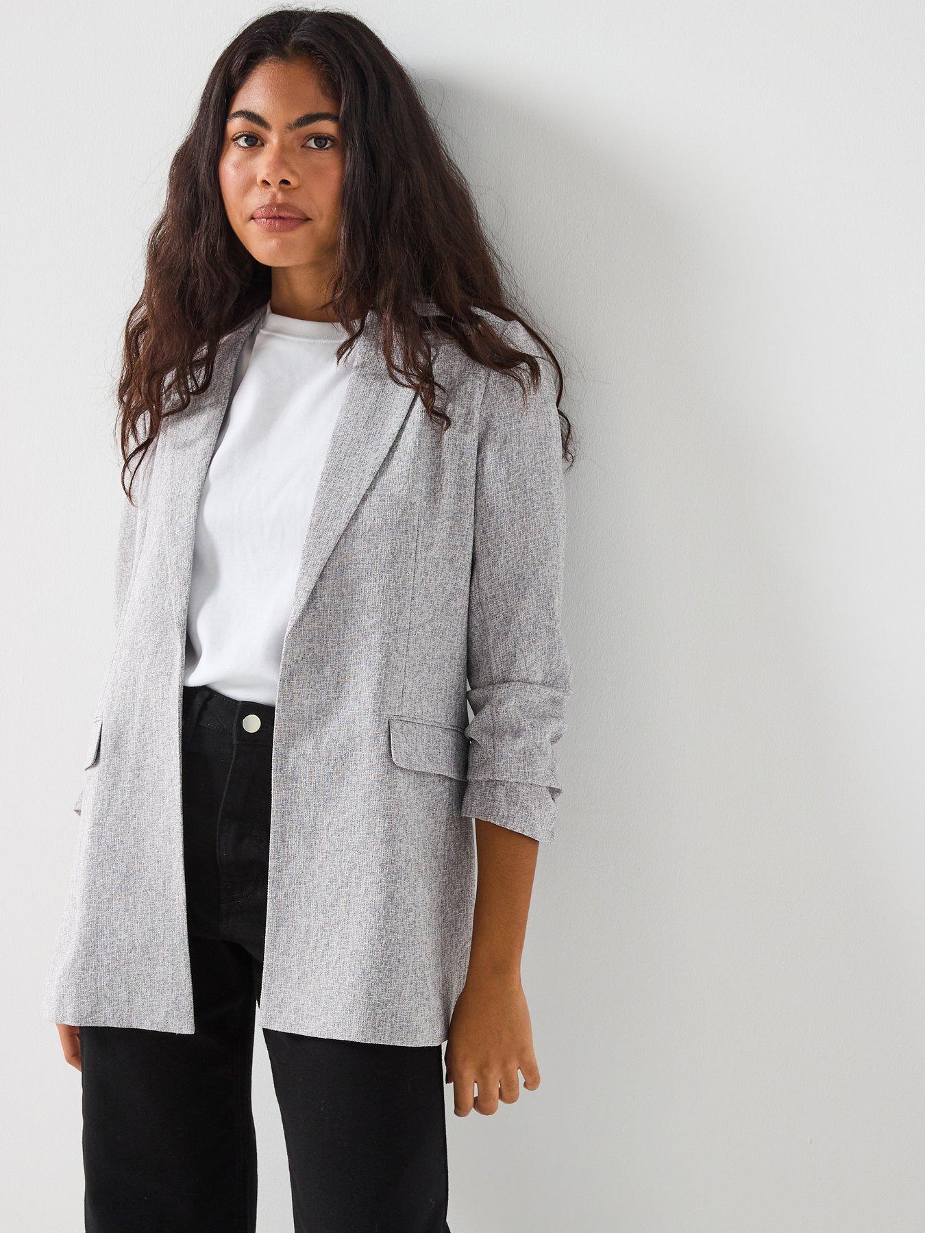 Vero Moda Vmtammi 3/4 Sl Tweed Blazer - Grey