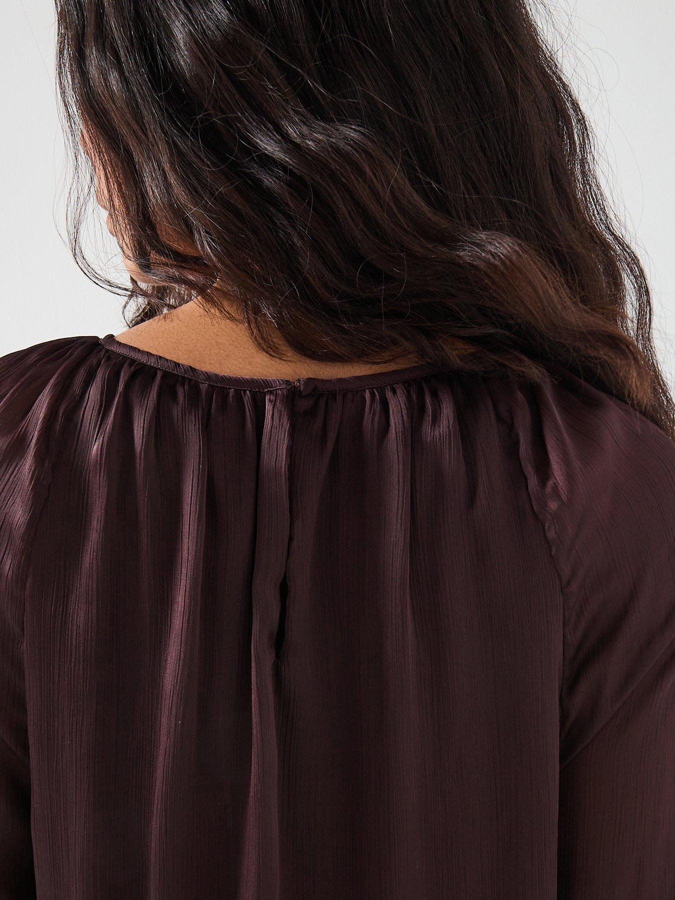 Image 6 of 6 of Vero Moda Lola Long Sleeve Frill Mini Dress - Brown