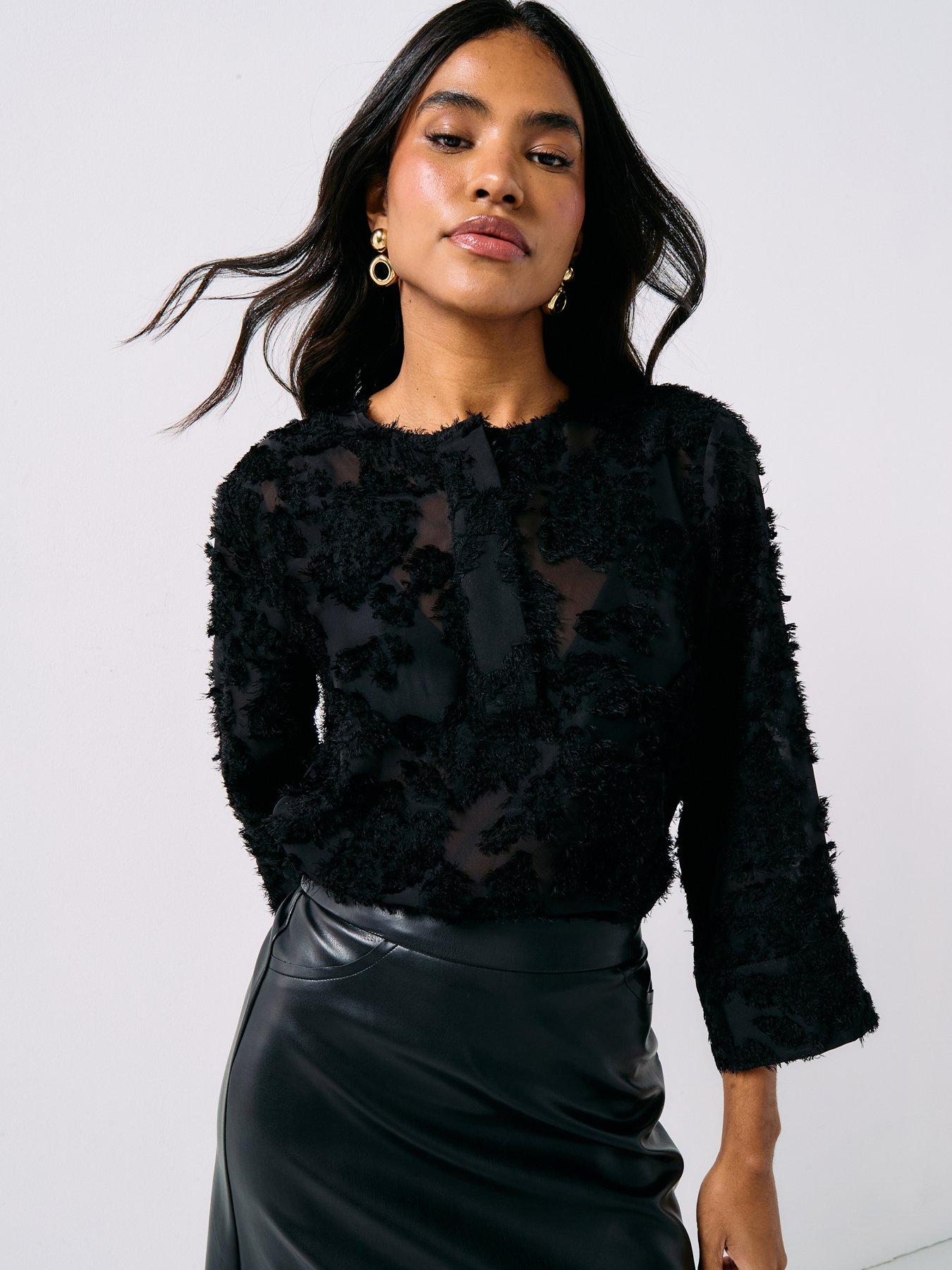 JDY Maia Half Placket Top - Black