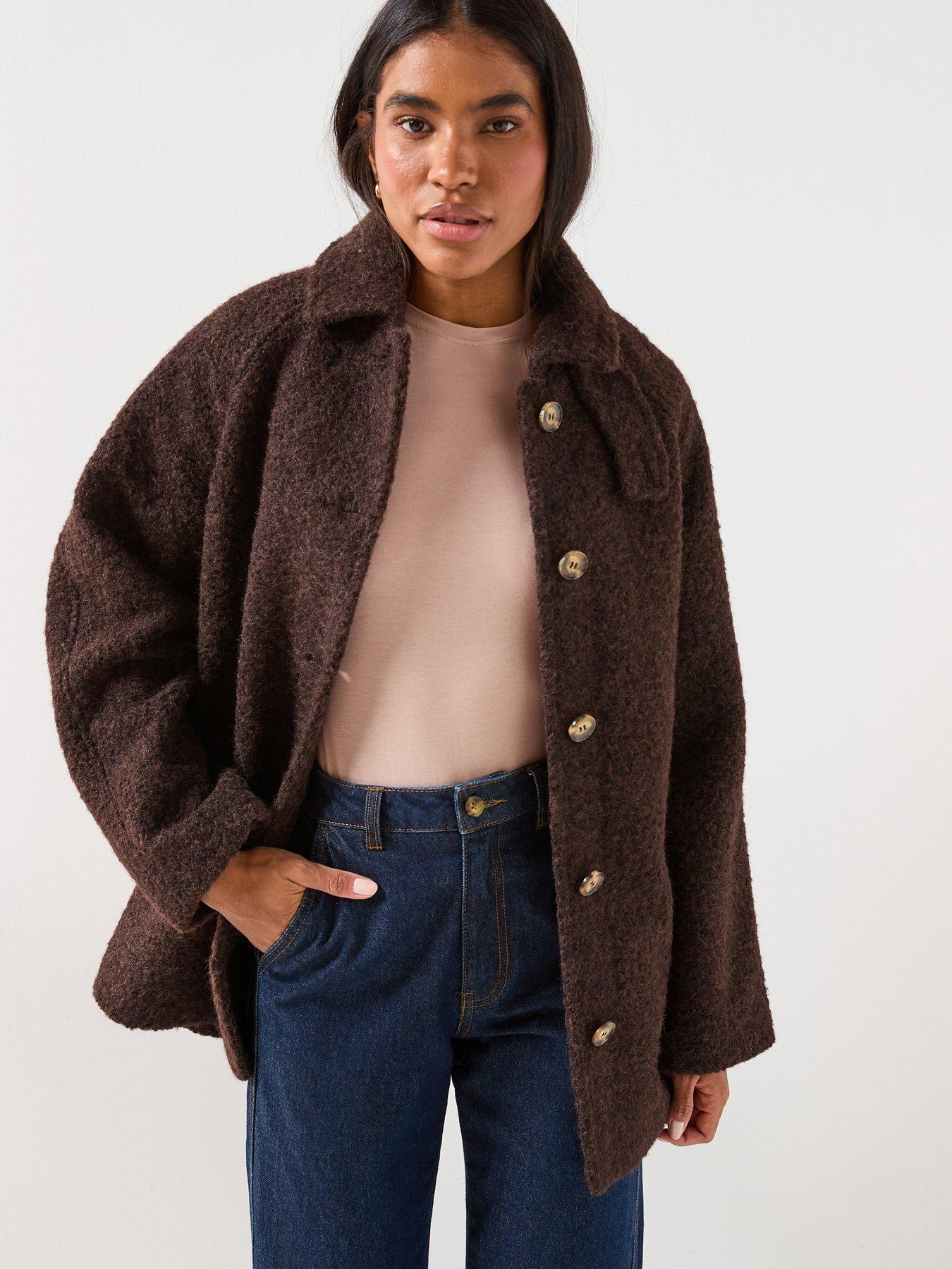 Image 1 of 6 of JDY Nevada Boucle Belt Coat - Brown