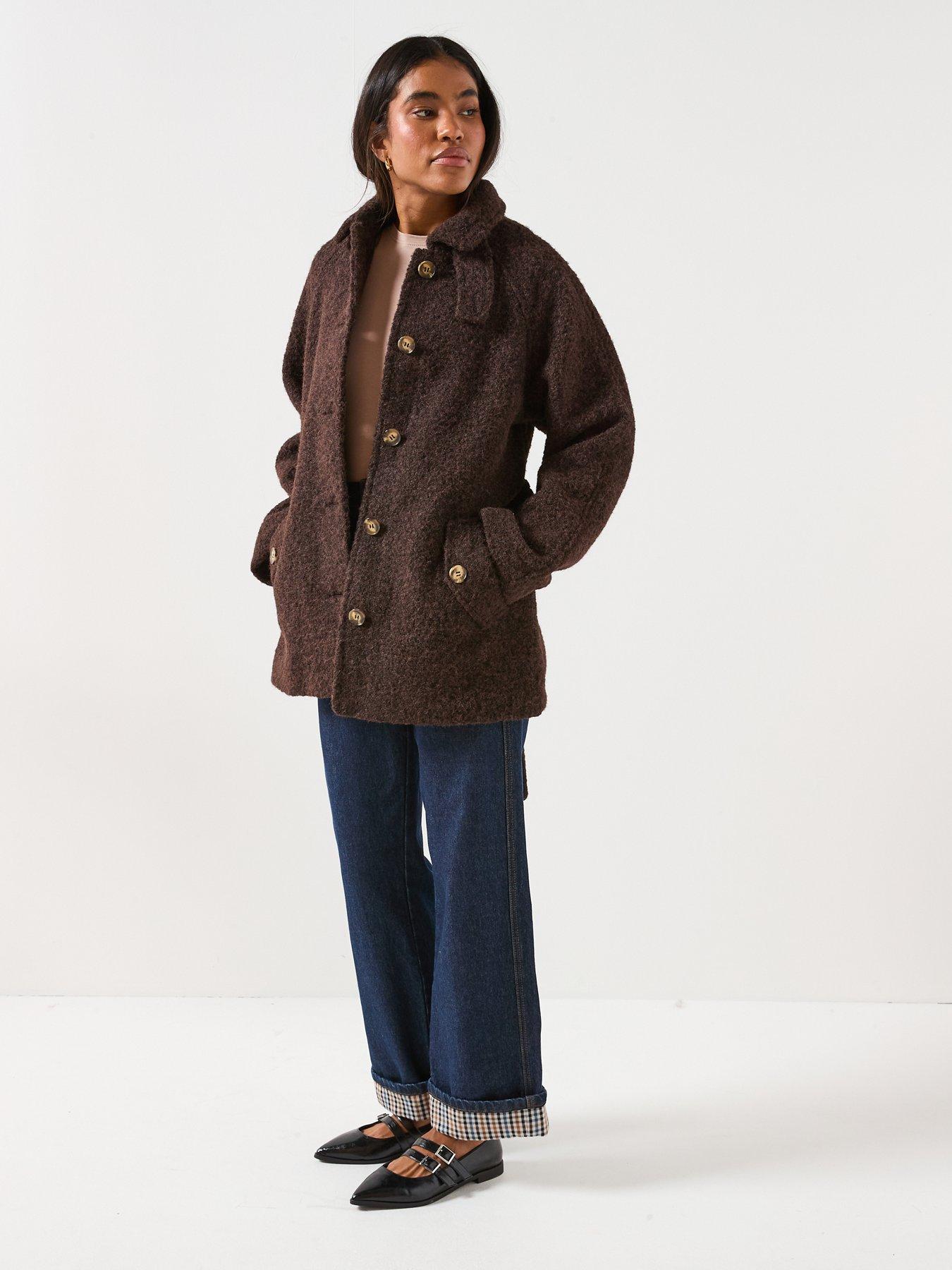 Image 6 of 6 of JDY Nevada Boucle Belt Coat - Brown