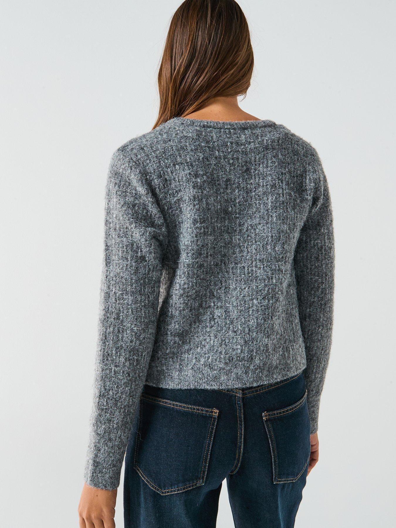 Image 2 of 6 of Vero Moda Blossom Long Sleeve Cardigan - Grey