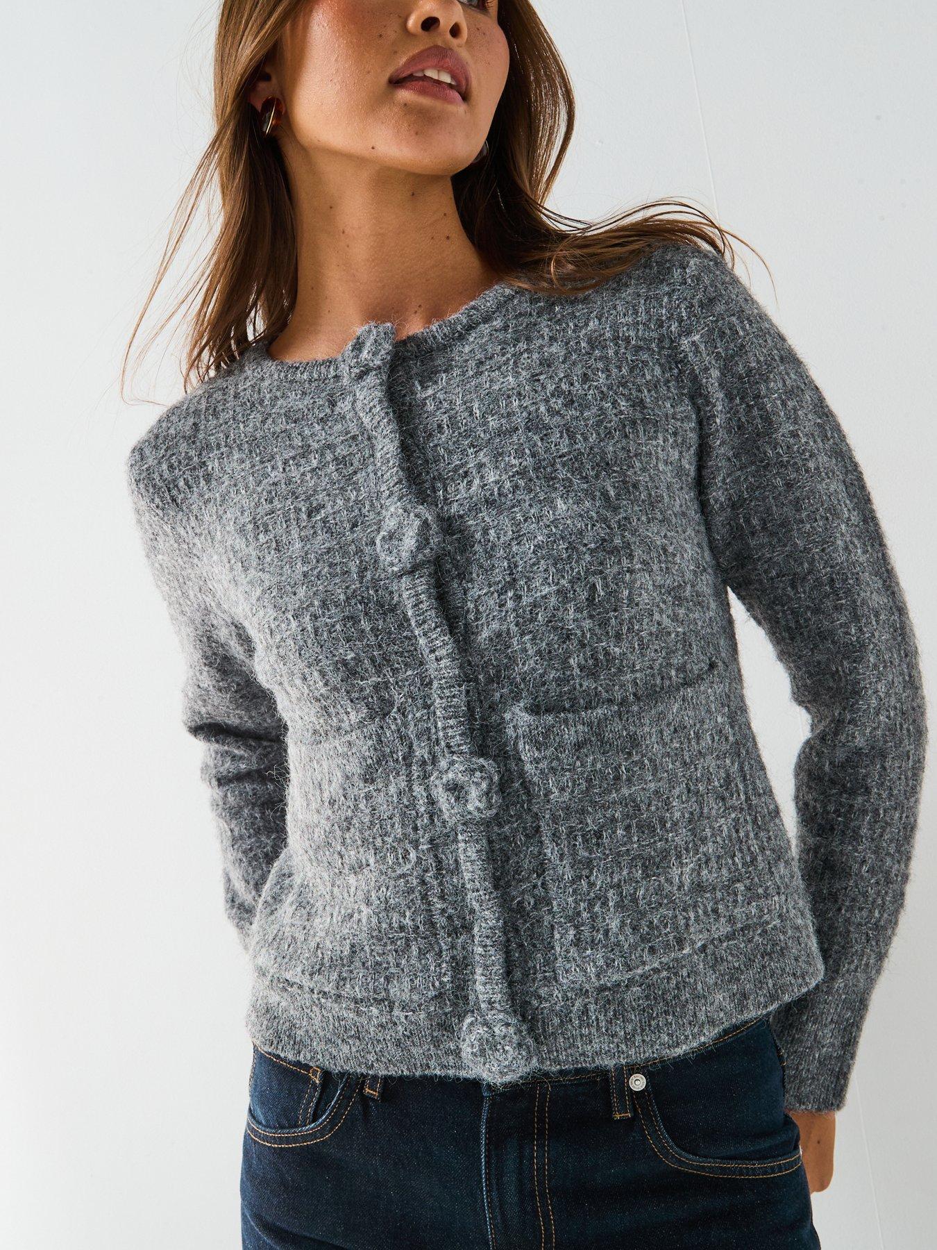 Image 4 of 6 of Vero Moda Blossom Long Sleeve Cardigan - Grey