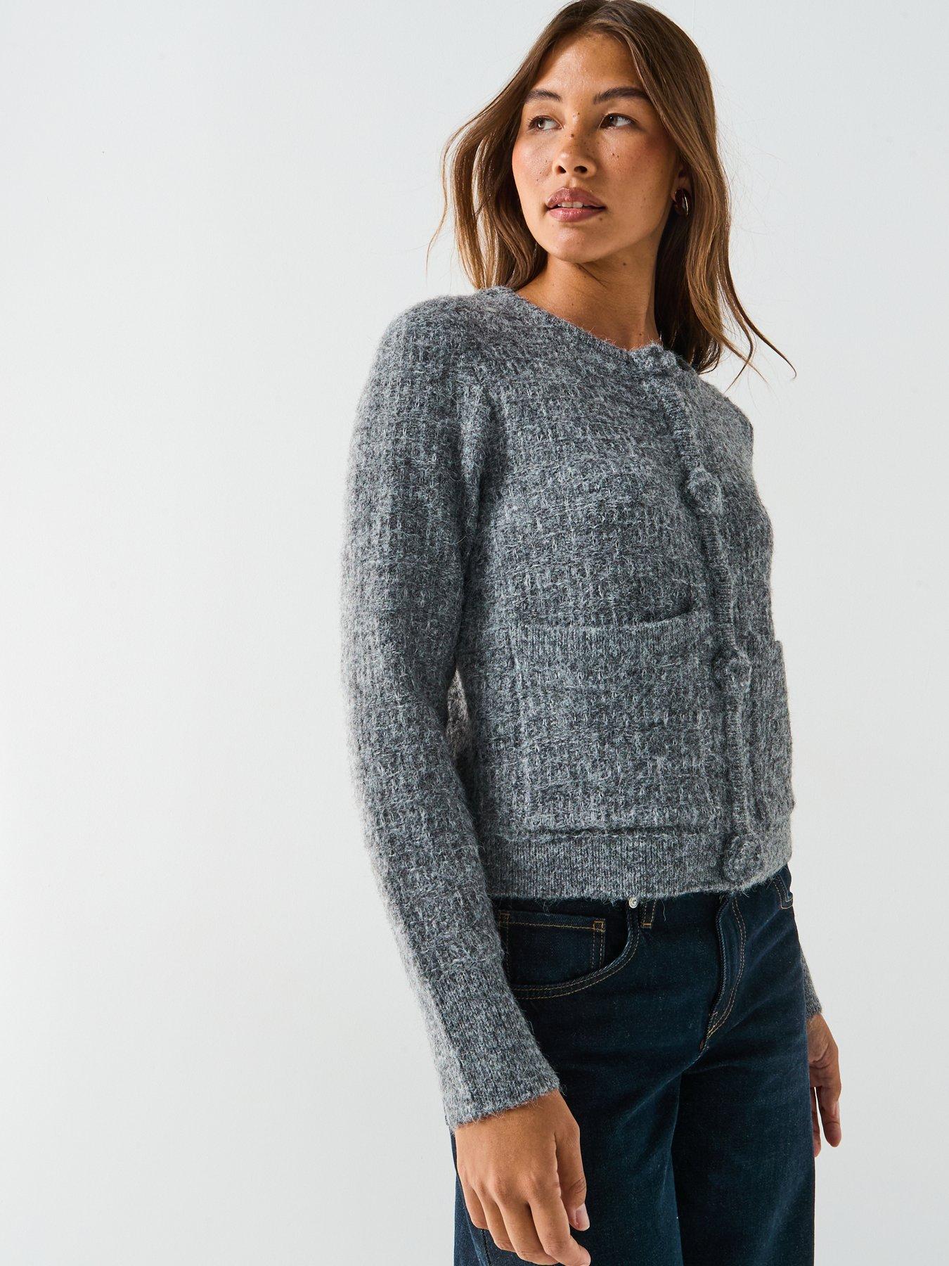 Image 5 of 6 of Vero Moda Blossom Long Sleeve Cardigan - Grey