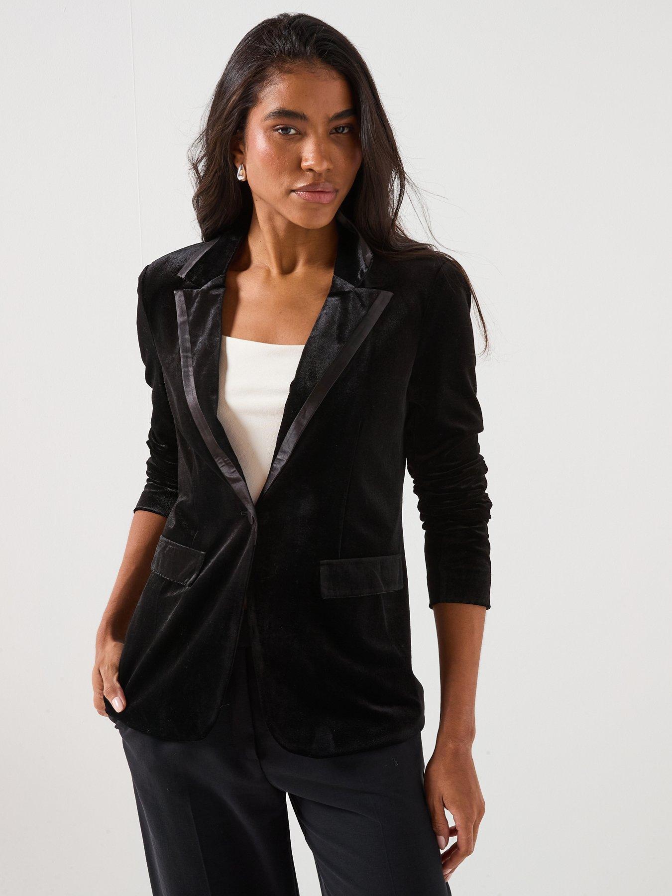vero-moda-haven-long-sleeve-velvet-blazer-black
