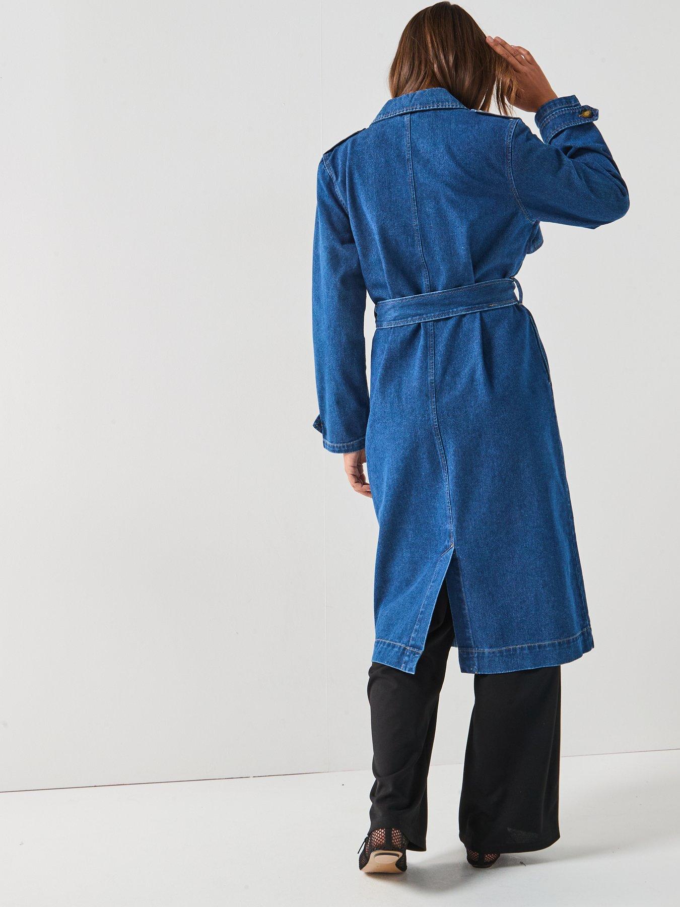 Image 2 of 6 of JDY Katrine Long Sleeve Belt Trench Coat- Blue